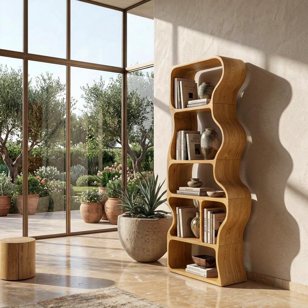 Organic Standing Shelf With Flowing Edges For Living Room RTTHHNSS010