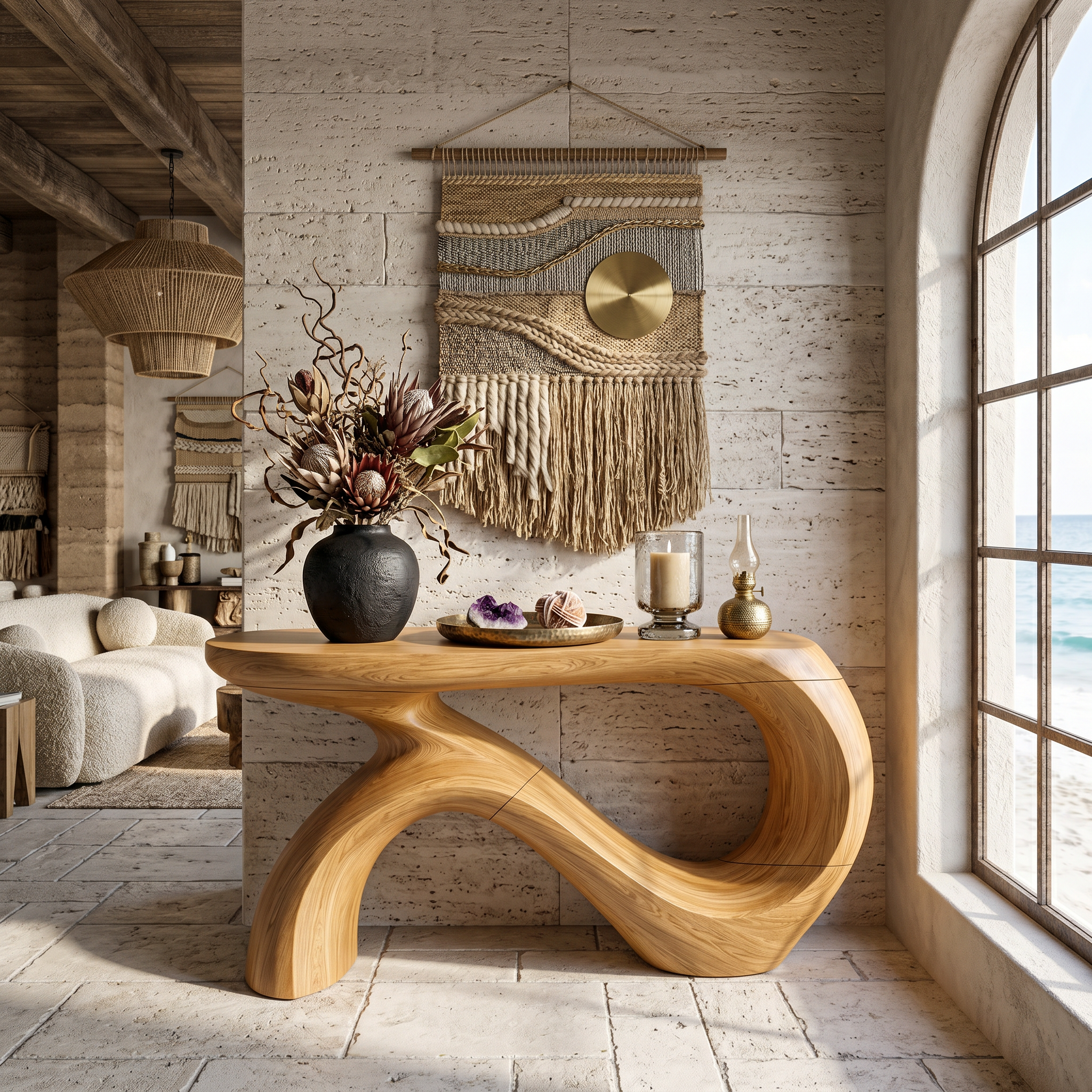 Modern Curved Console Table For Entryway Interior Space SILDTTNCS106