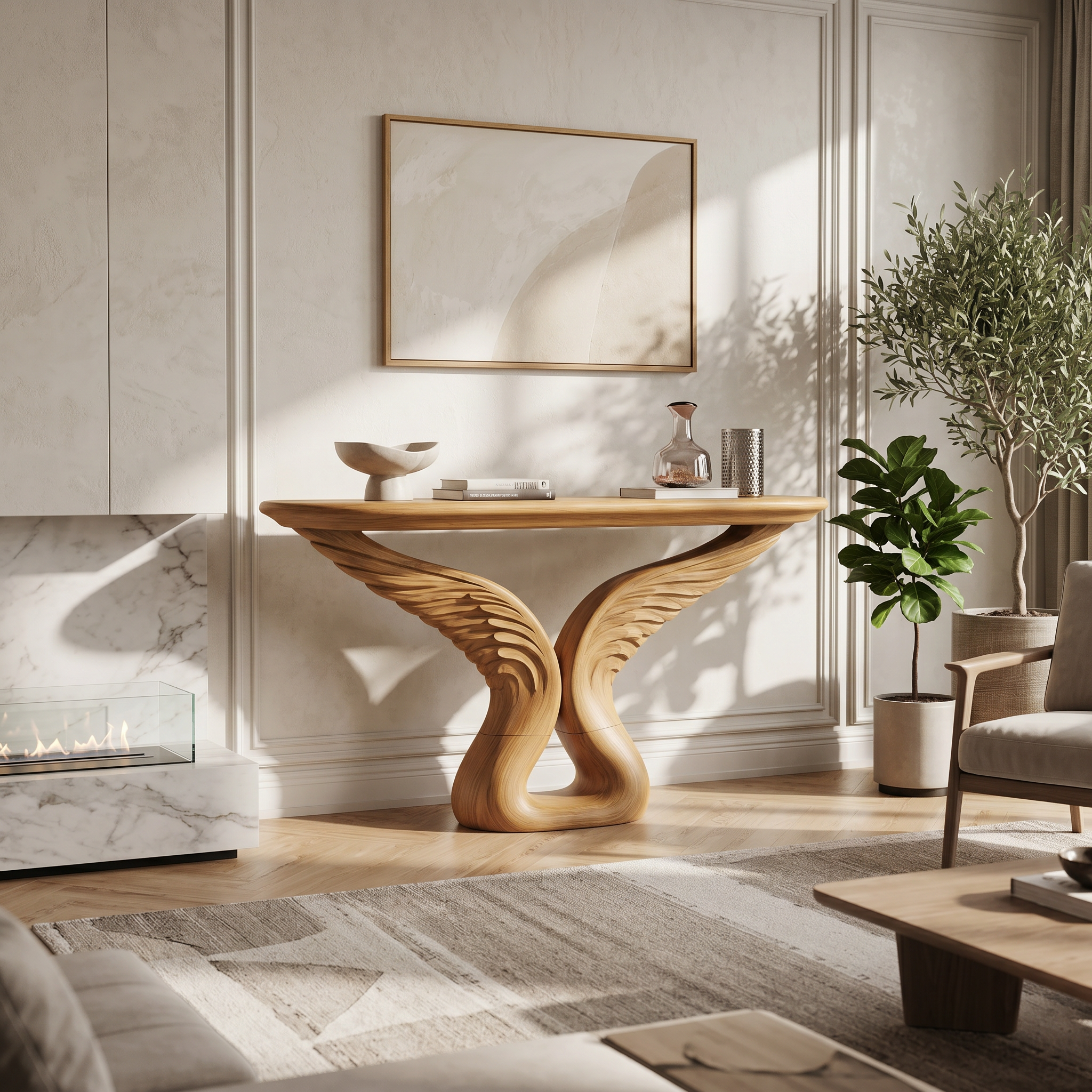 Organic Arch Base Console Table Contemporary Hallway SILDTTRCS082