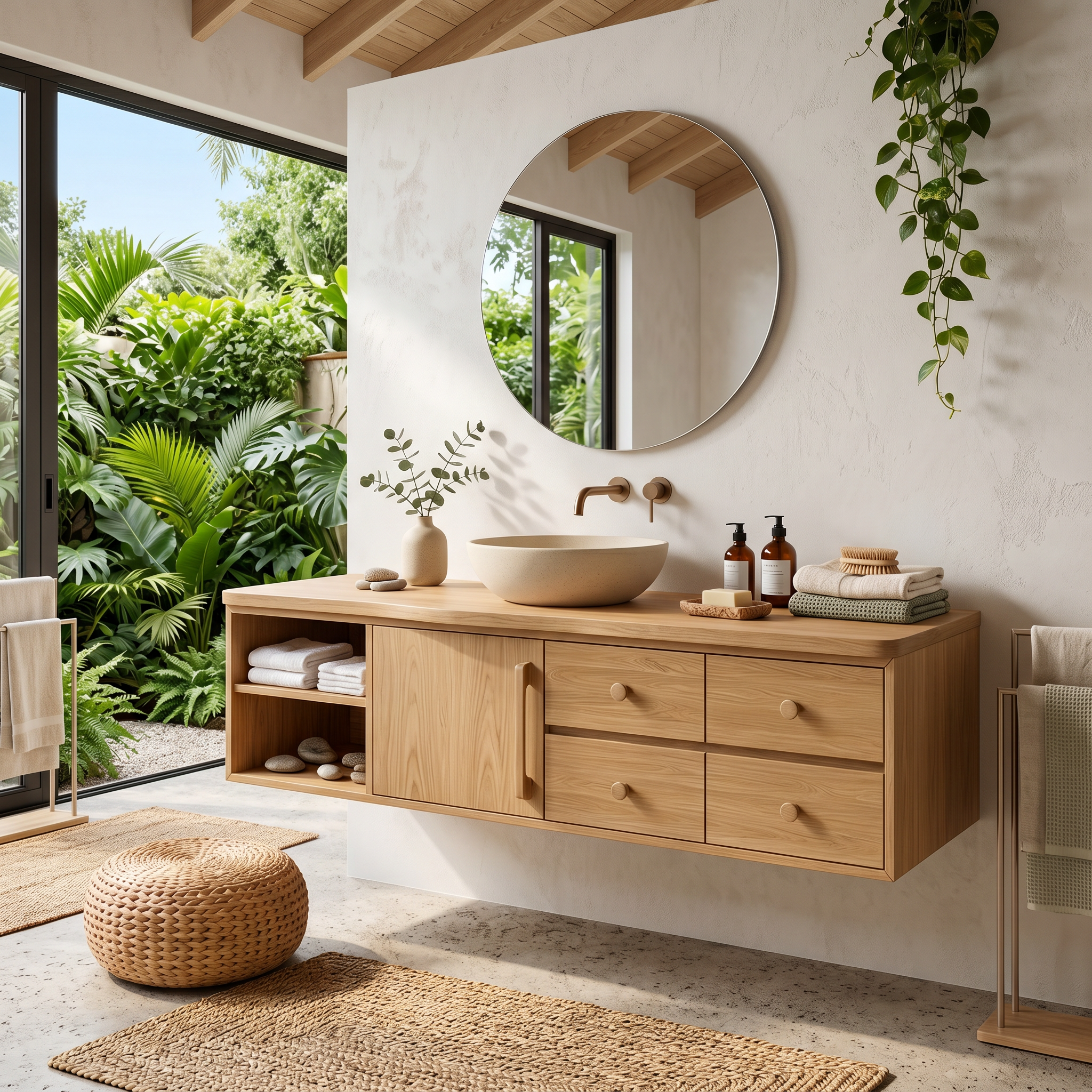 Mid Century Floating Vanity For Luxury Bathroom Interior SILDTTNBRV067