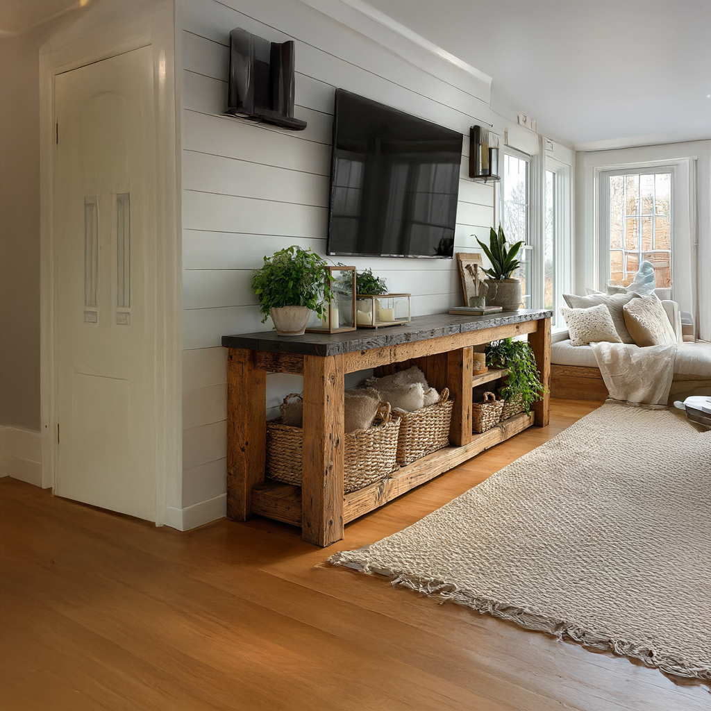 Rustic TV Console Table Living Room SINLSACS101