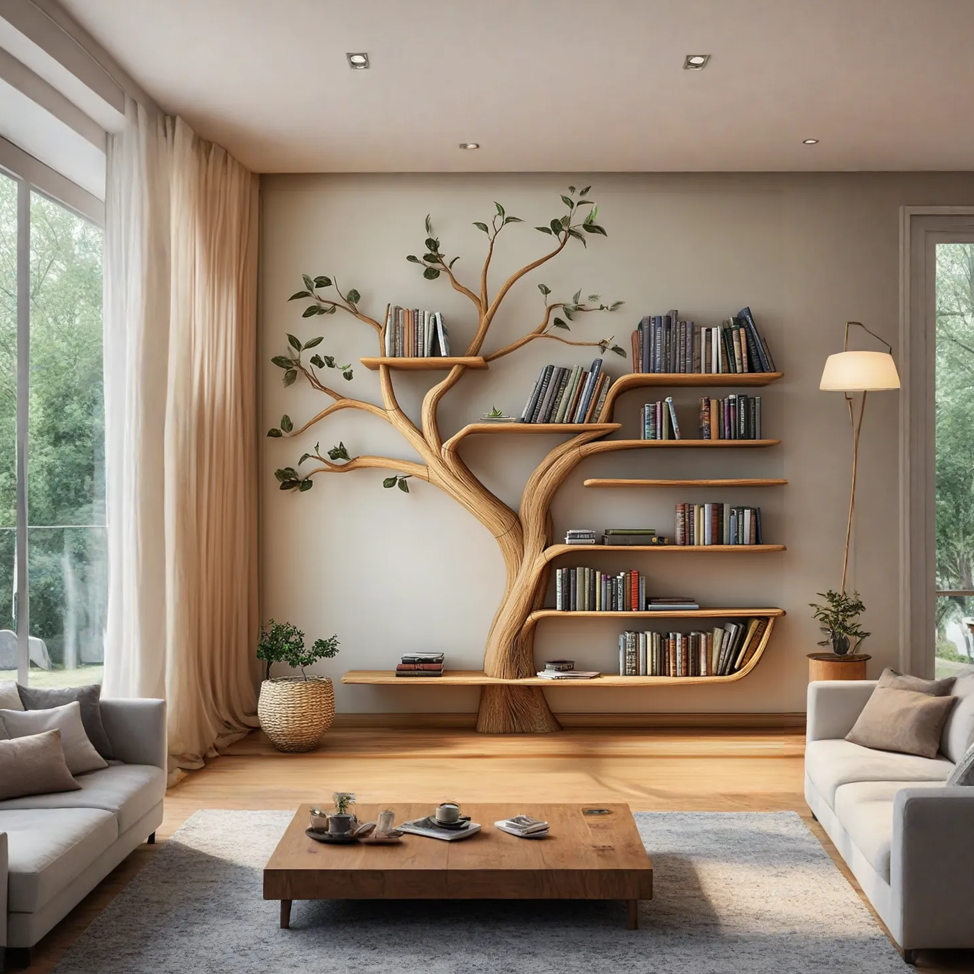 Wall Shelf Wood Bookcase Branch Tree Shelf Decor Home SINLTB123
