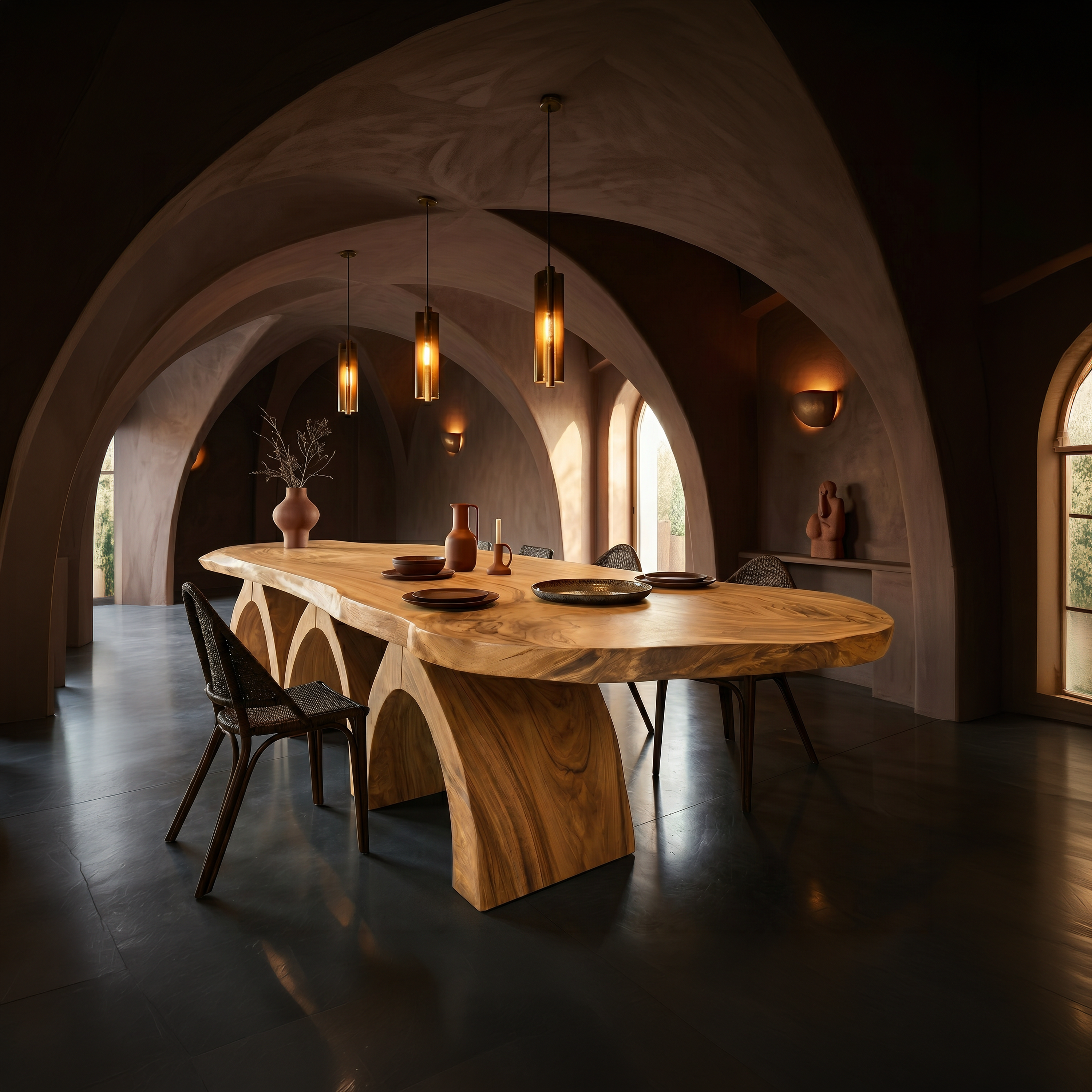 Scandinavian Live Edge Dining Table For Open Dining Area SILDTTNDN017