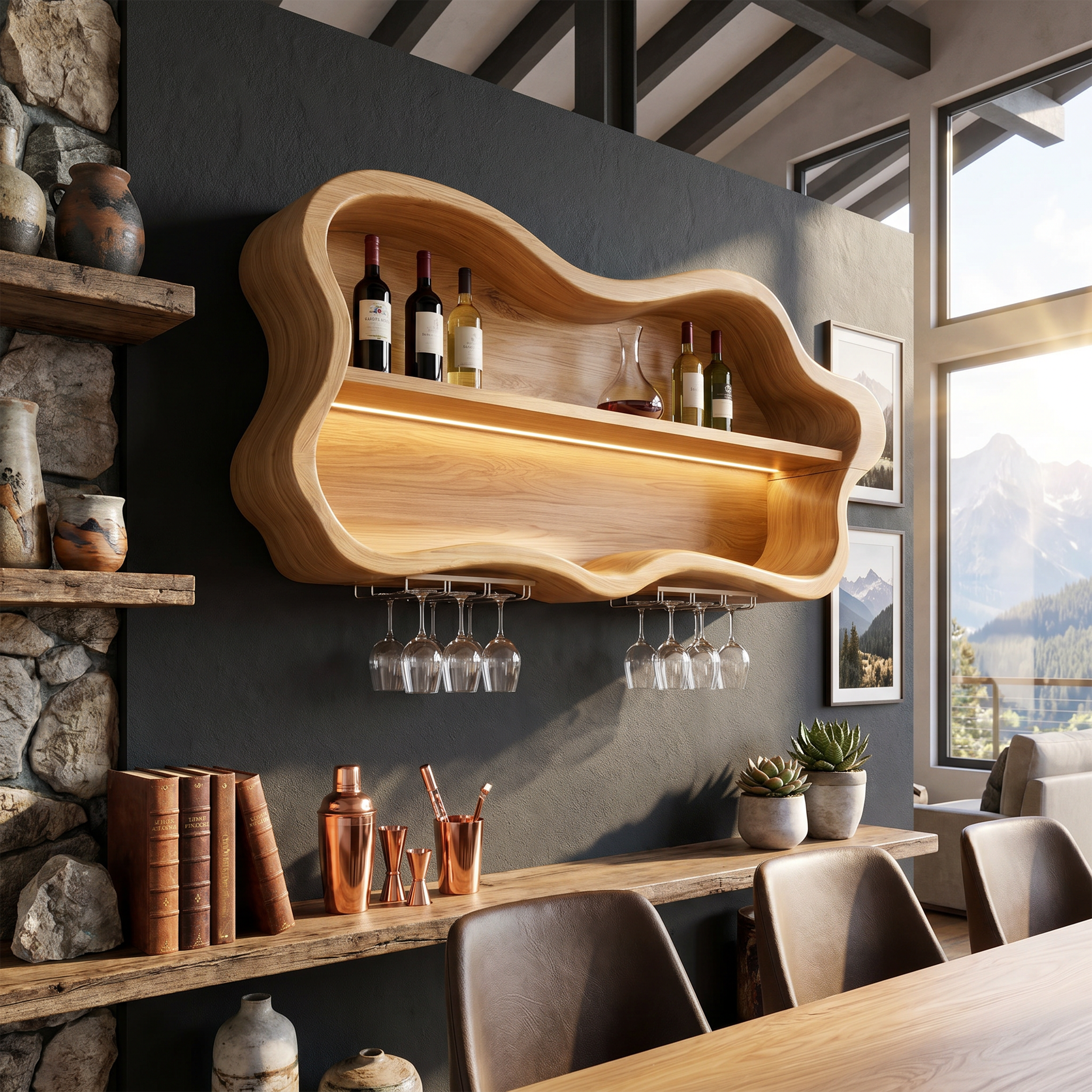 Modern Glass Holder Wine Holder For Open Dining Area SILDTTNWH027