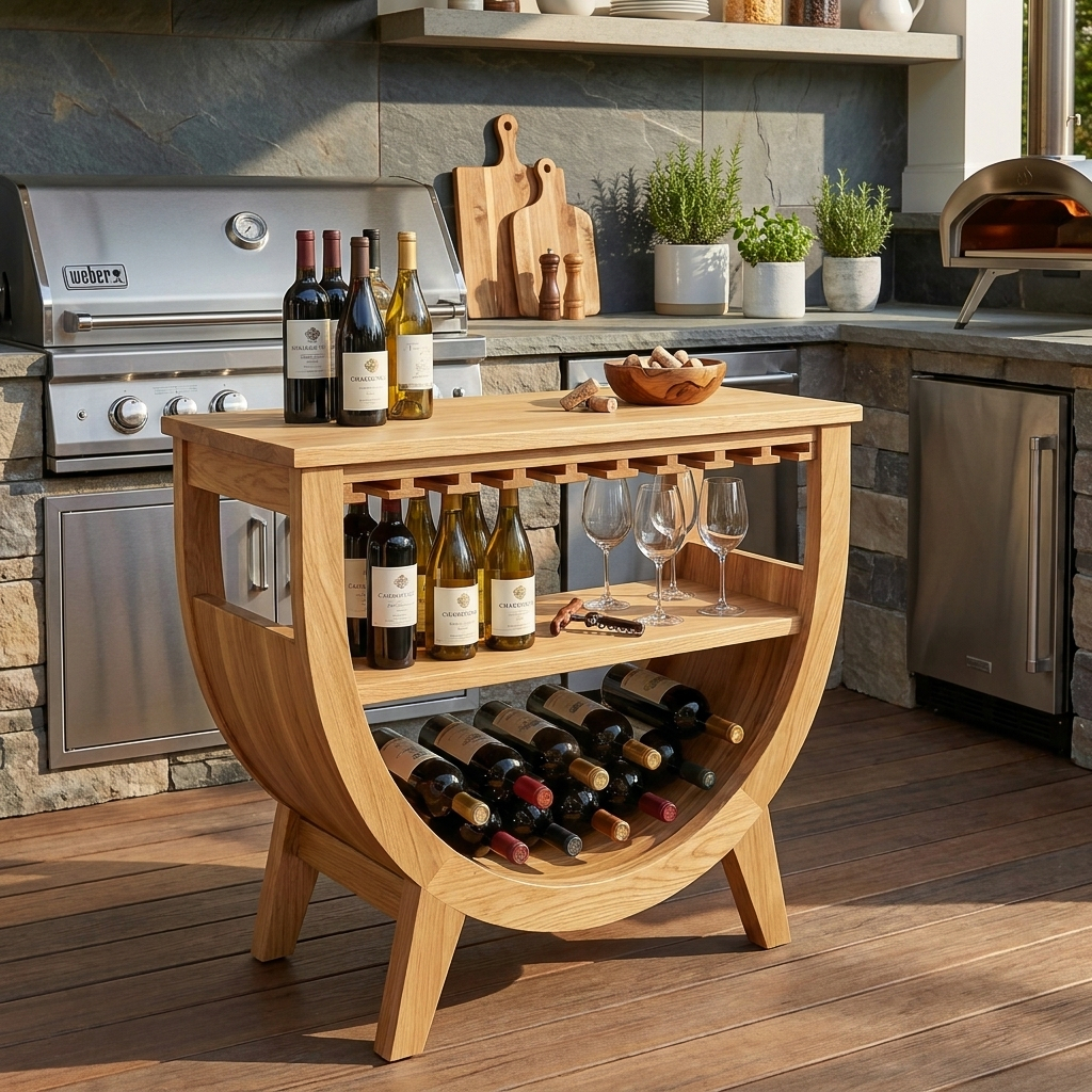 Wooden Wine Cabinet With Built In Glass Rack For Kitchen RTTHTTBCA035