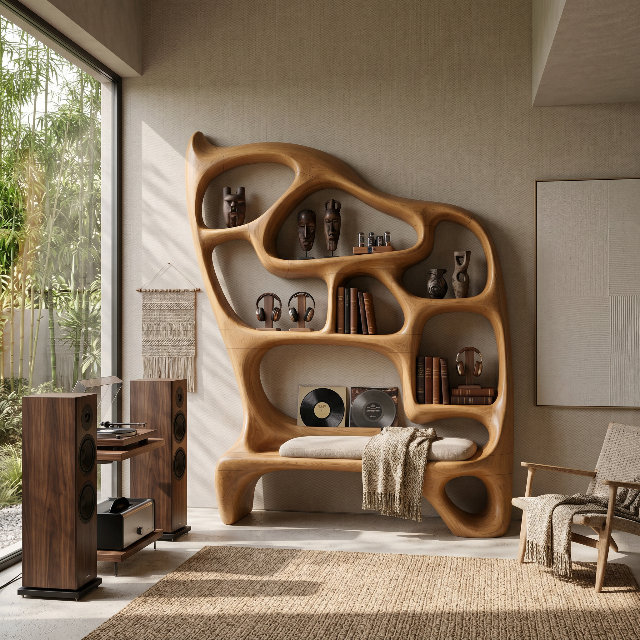 Mid Century Display Bookshelf For Open Living Area SILDTTNBS054