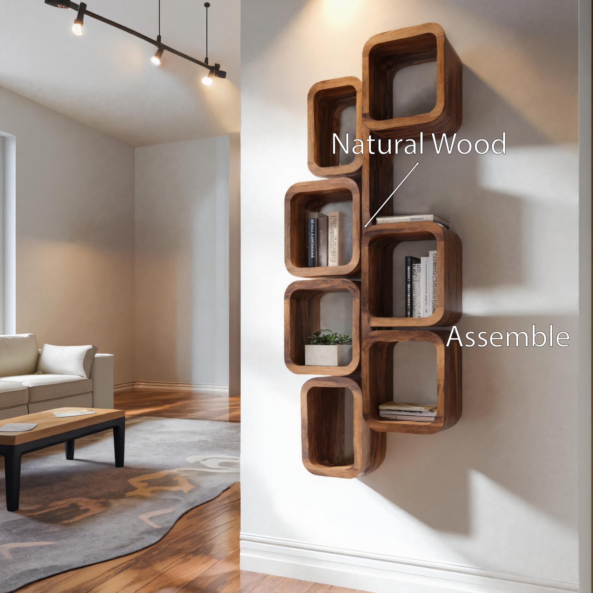 Modern Wall Mounted Bookshelf With Square Design For Living Room SITHHNFL016