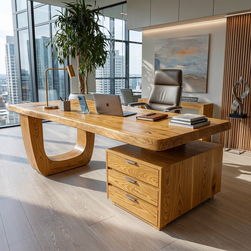 Minimalist Wooden Desk With Drawers For Home Workspace RTTHTTDE069