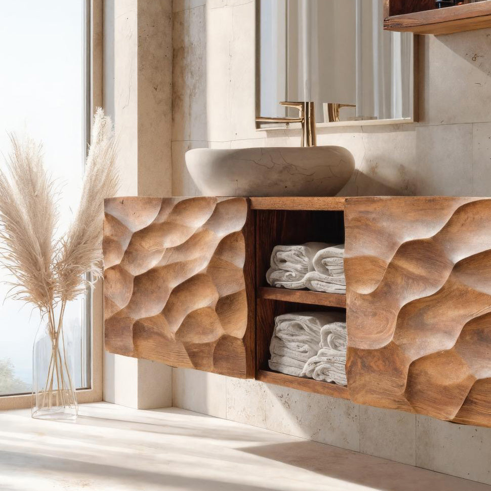 Sculptural Wall Mounted Bathroom Vanity For Bathroom Space RTTHHNBRV003