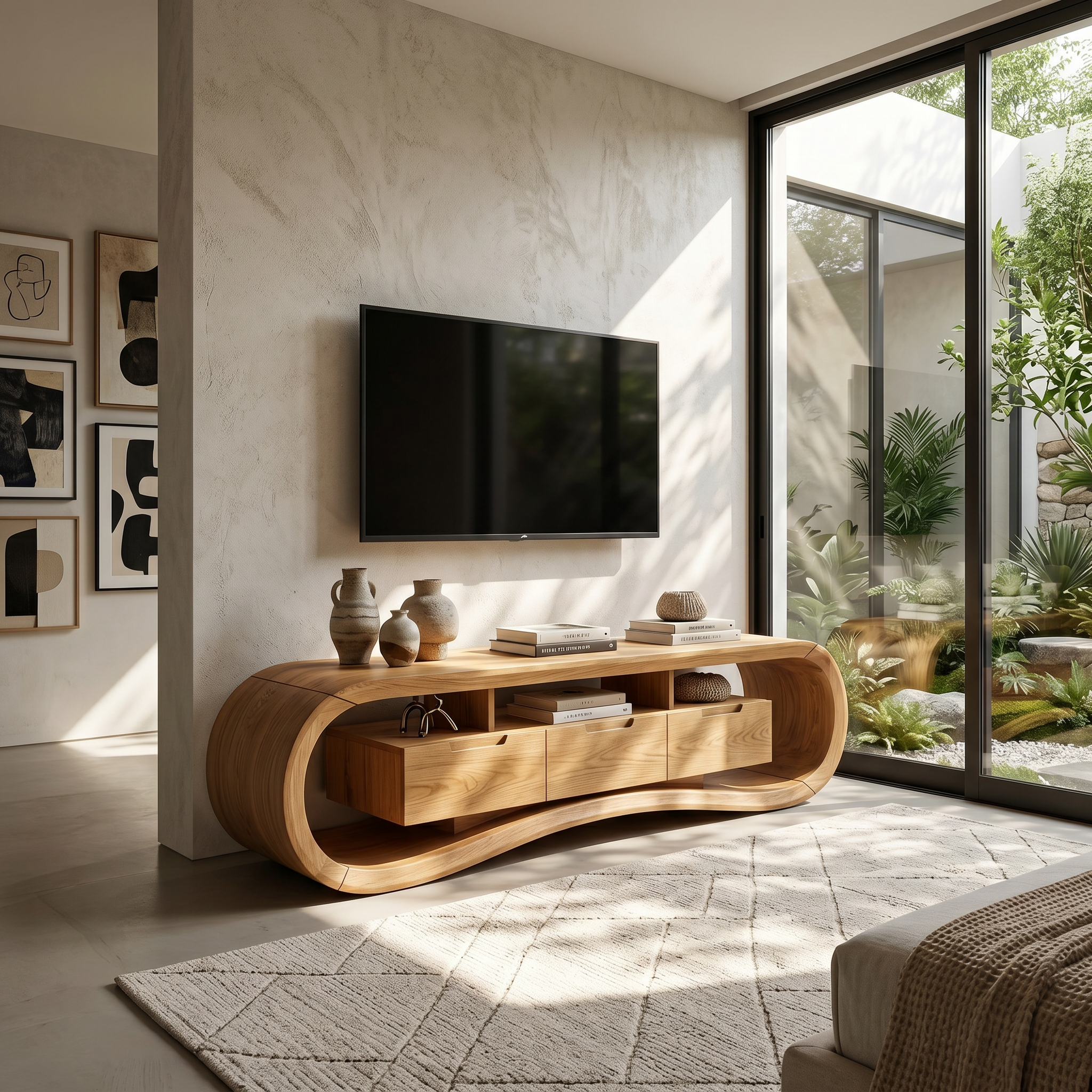 Modern Sculptural TV Stand For Luxury Minimalist Living Room SILDTTRTVC097