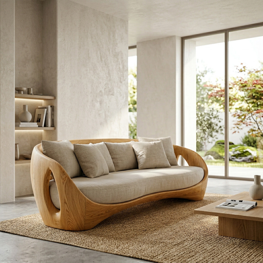 Sculptural Wooden Frame Sofa For Modern Living Room RTTHHNSFA038
