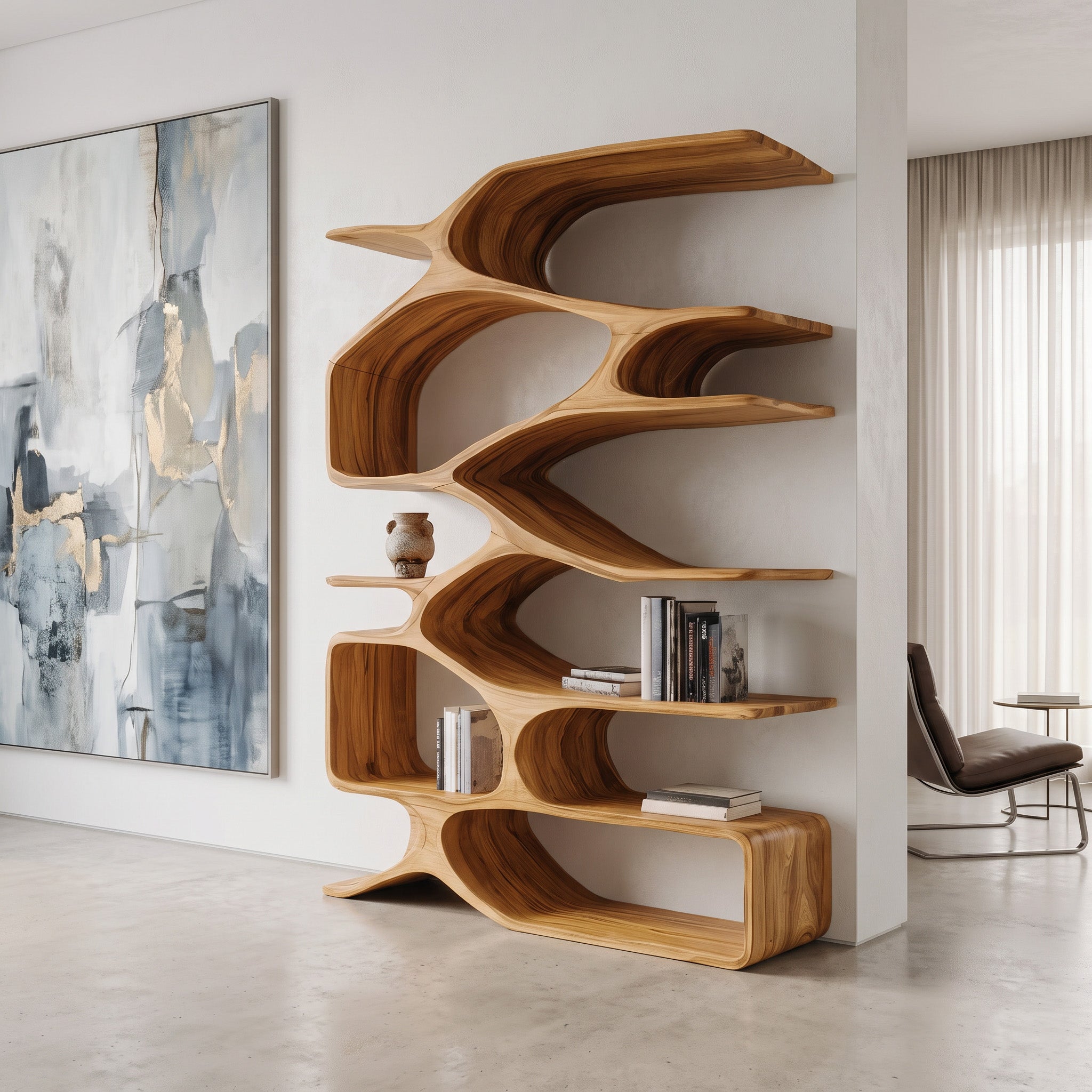 Organic Sculptural Bookshelf For Living Decor RTTHHNBS092