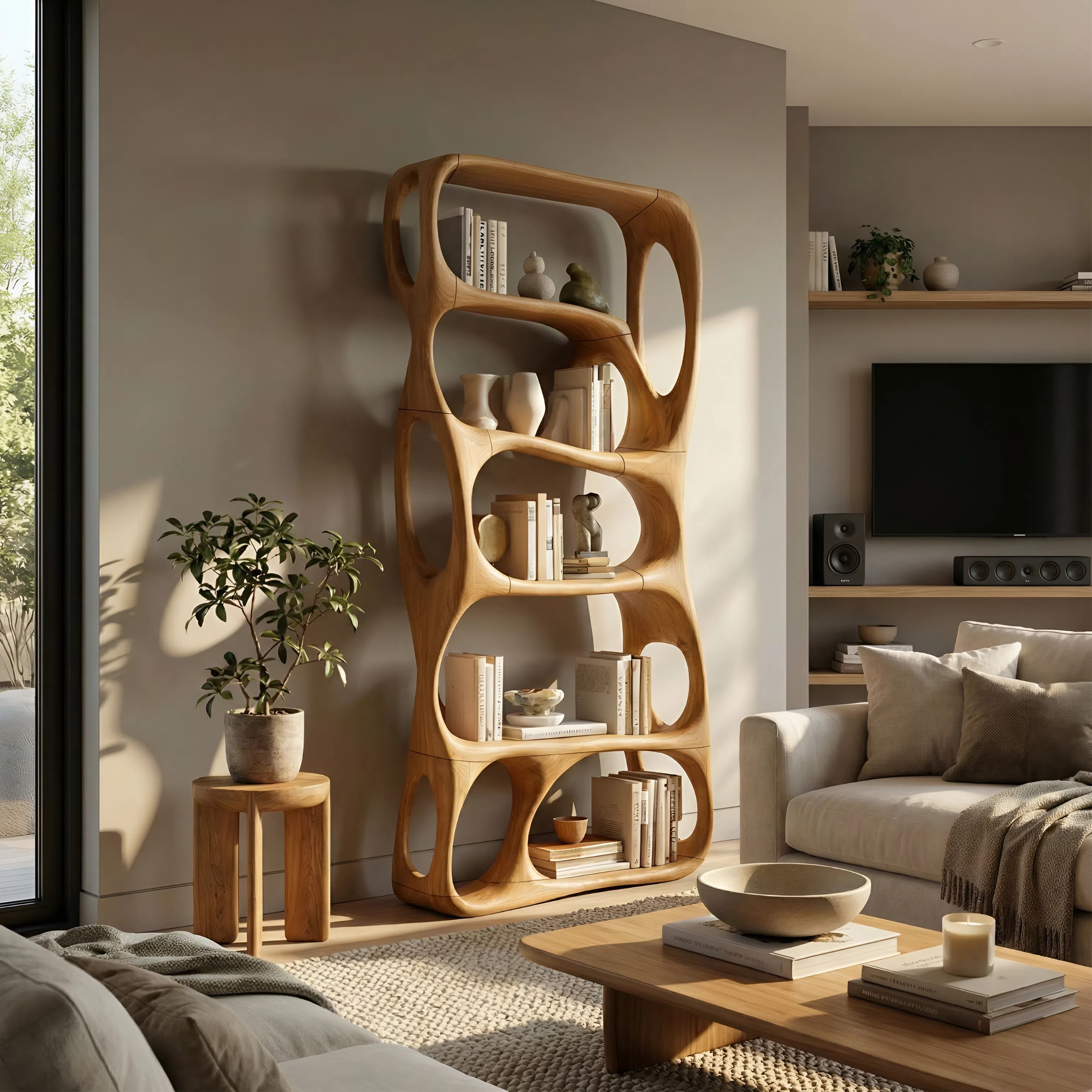 Farmhouse Handcrafted Bookcase Storage Organizer For Living Room SILDTTNBS007