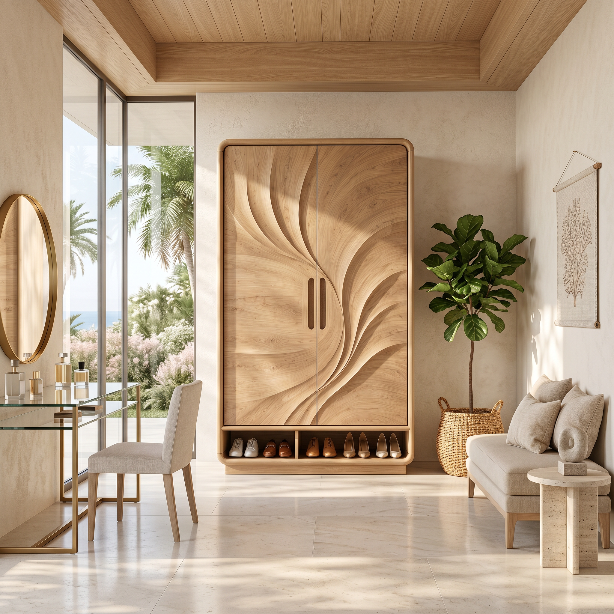 Minimalist Textured Surface Wardrobe For Guest Room Interior SILDTTNWDE004