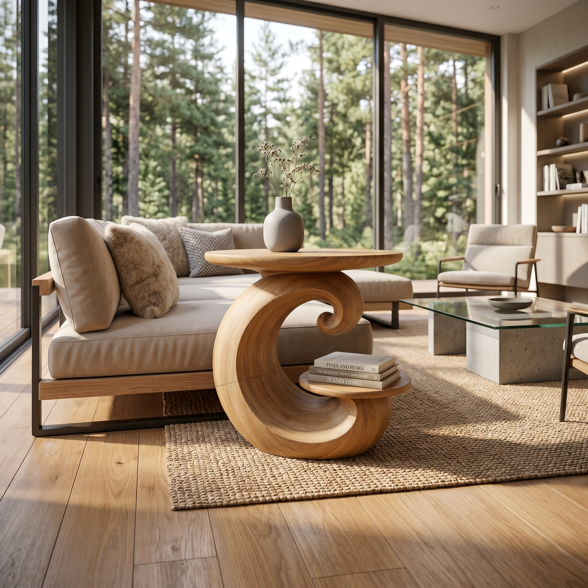 Organic Curved Side Table Forest Living Room SILDTTRSTA030
