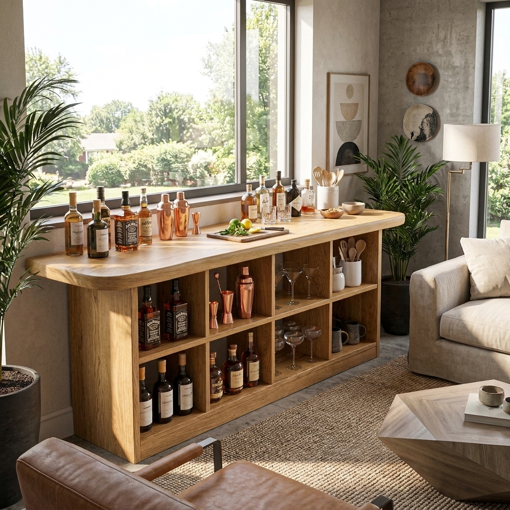 Wooden Bar Table With Storage For Compact Kitchen Or Coffee Bar SITHTTBTA005