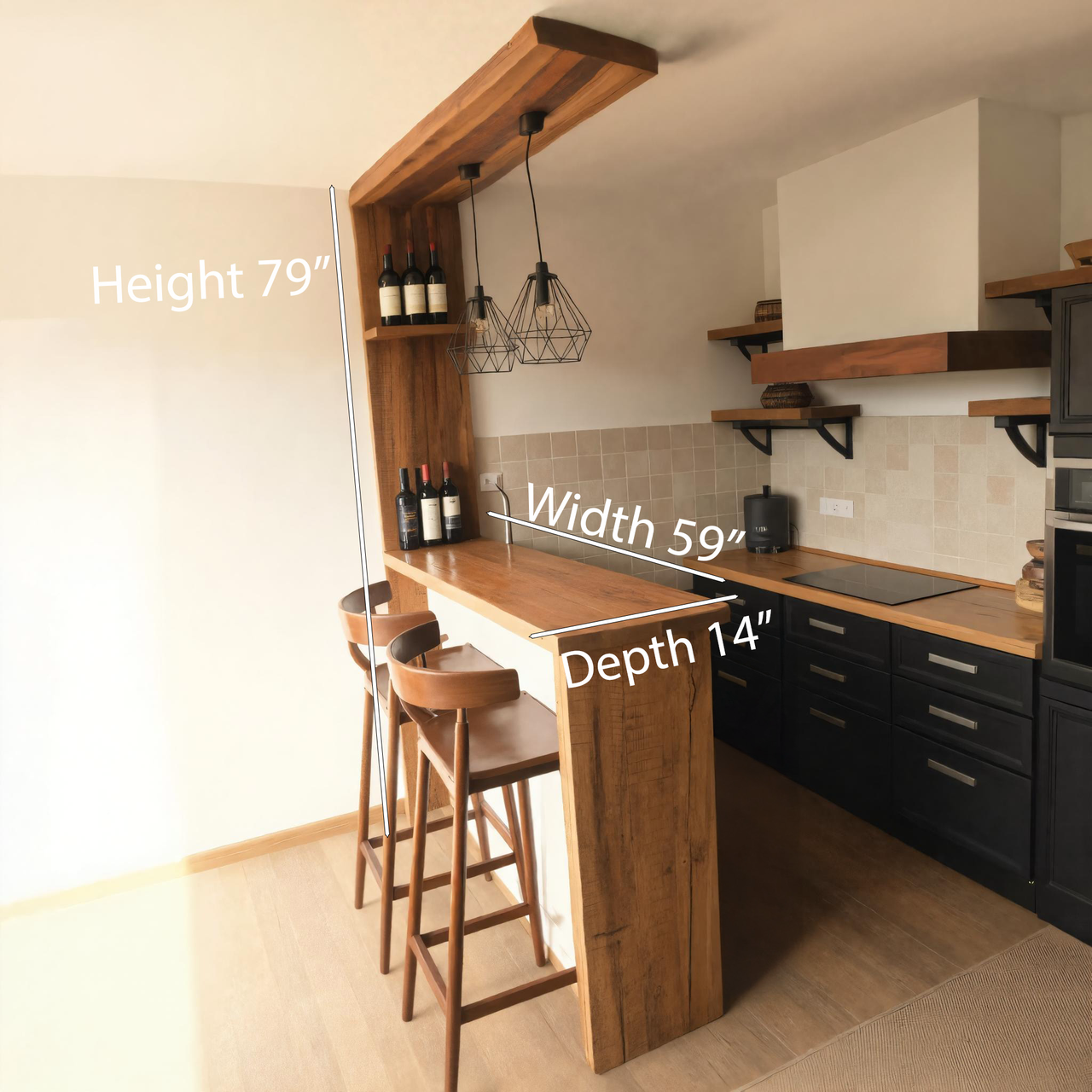 Rustic Kitchen Bar Counter For Farmhouse Or Industrial Style Homes SITHHNBTA008