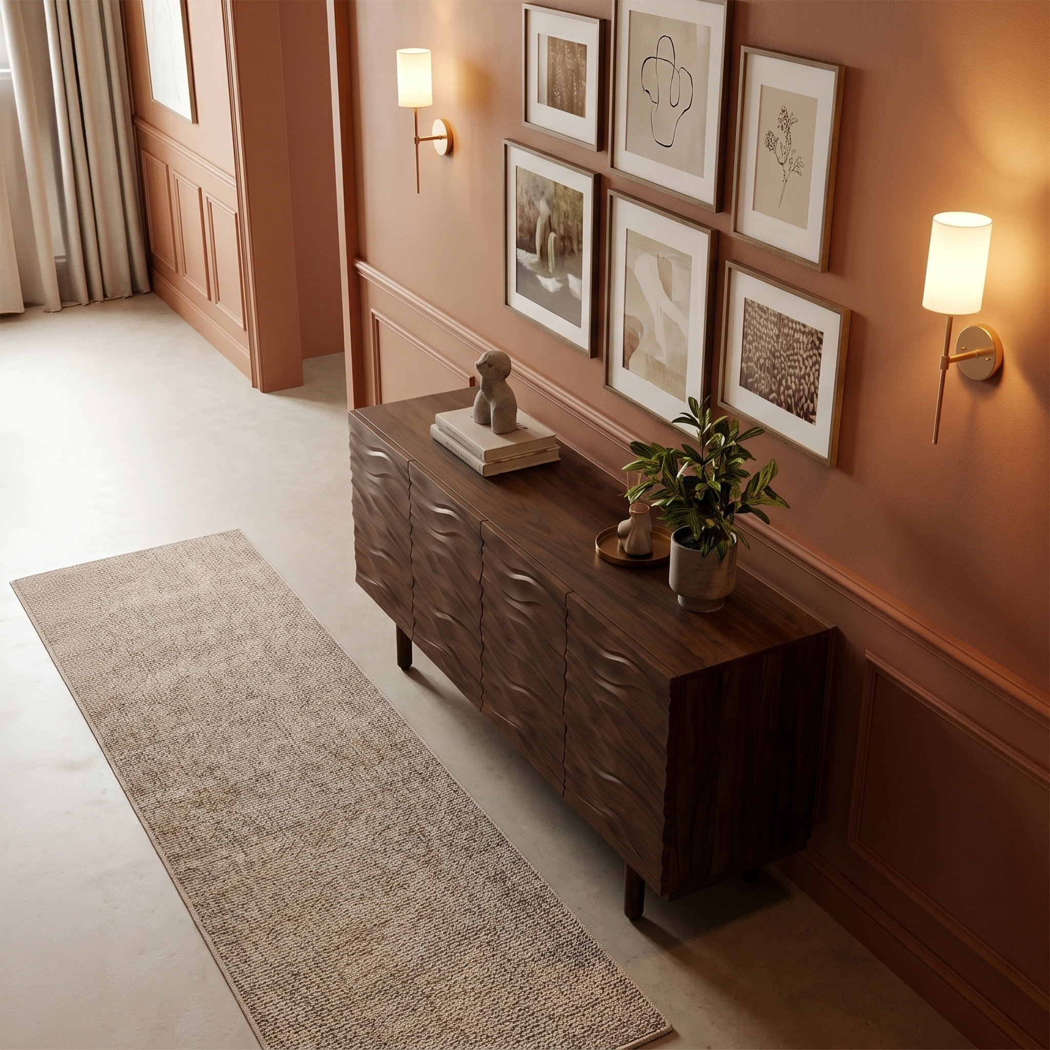 Modern Minimalist Sideboard With Textured Wood Doors For Living Room SINLSASC523
