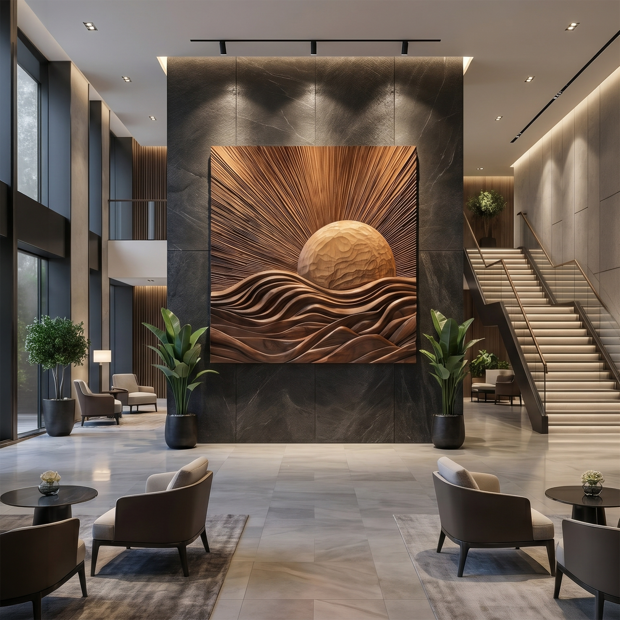 Organic Sunrise Wall Art Panel For Living Room And Entryway SINLSAWD089