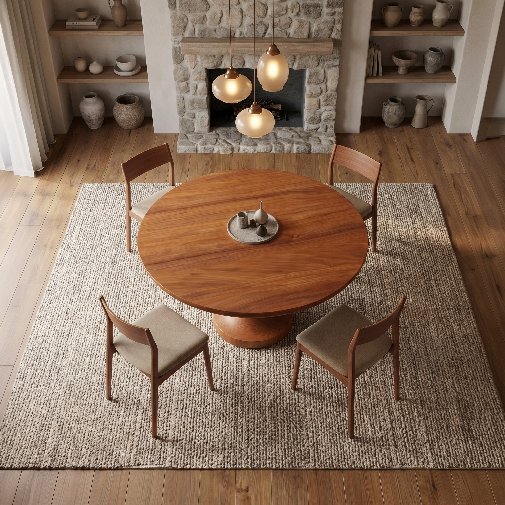 Modern Pedestal Dining Table With Sculptural Solid Wood Base For Dining Room SINLSADT199