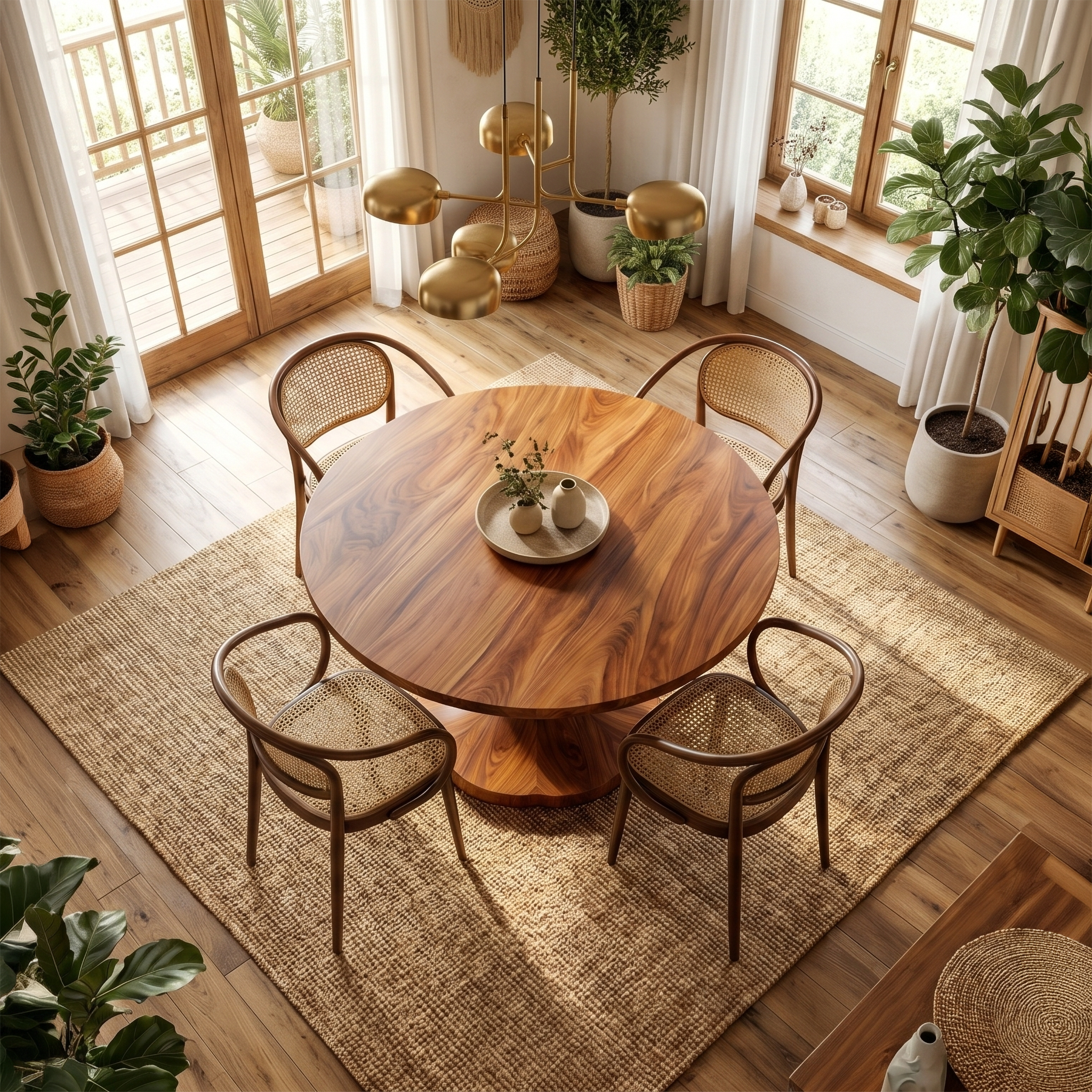 Organic Round Dining Table With Handcrafted Pedestal For Dining Room SINLSADT200