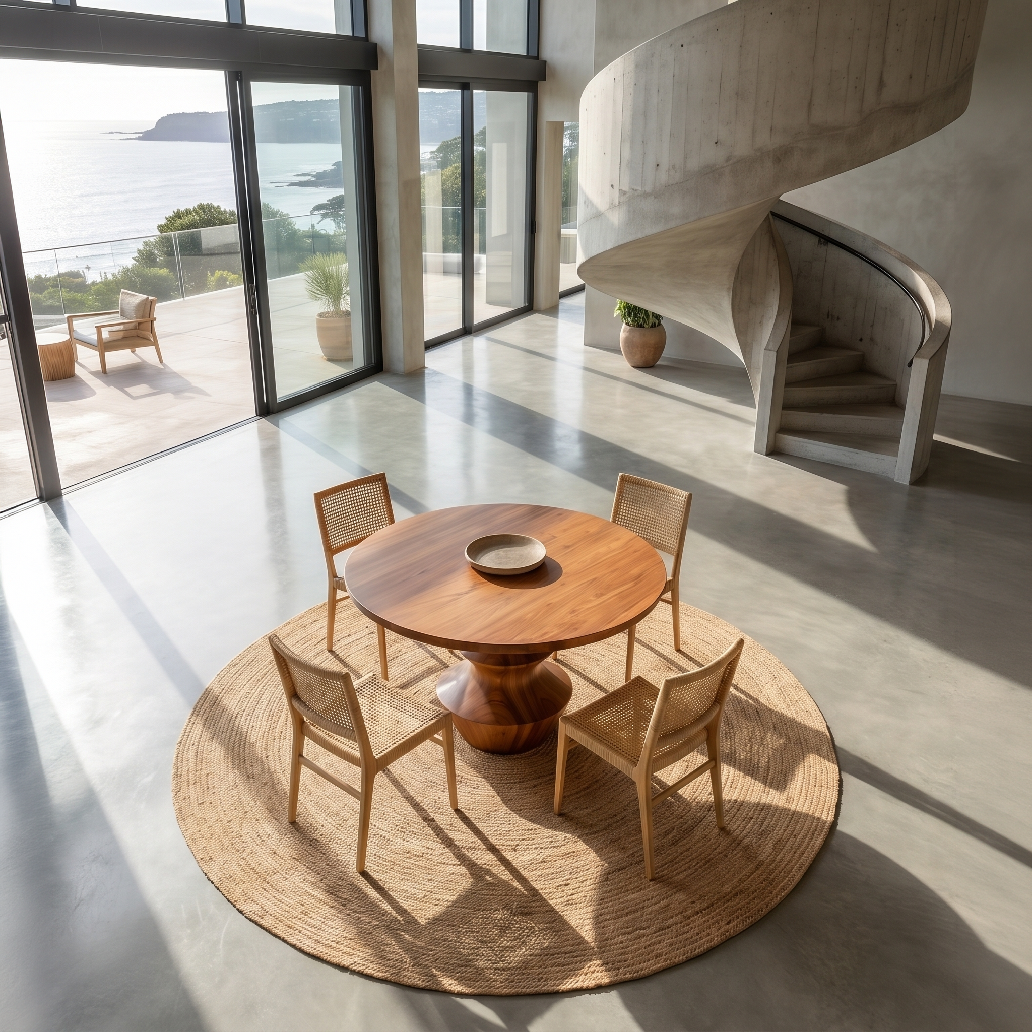 Modern Foyer Table With Sculptural Solid Wood Pedestal Base For Entryway SINLSAFT034