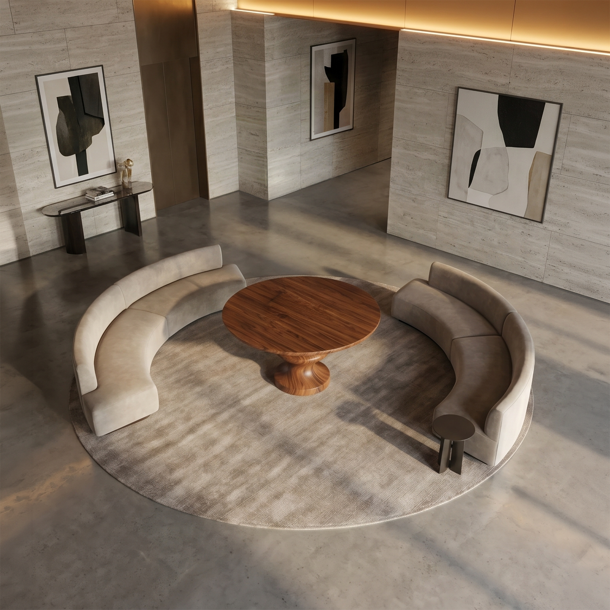 Contemporary Round Foyer Table With Turned Solid Wood Pedestal Base For Entryway And Hallway SINLSAFT046