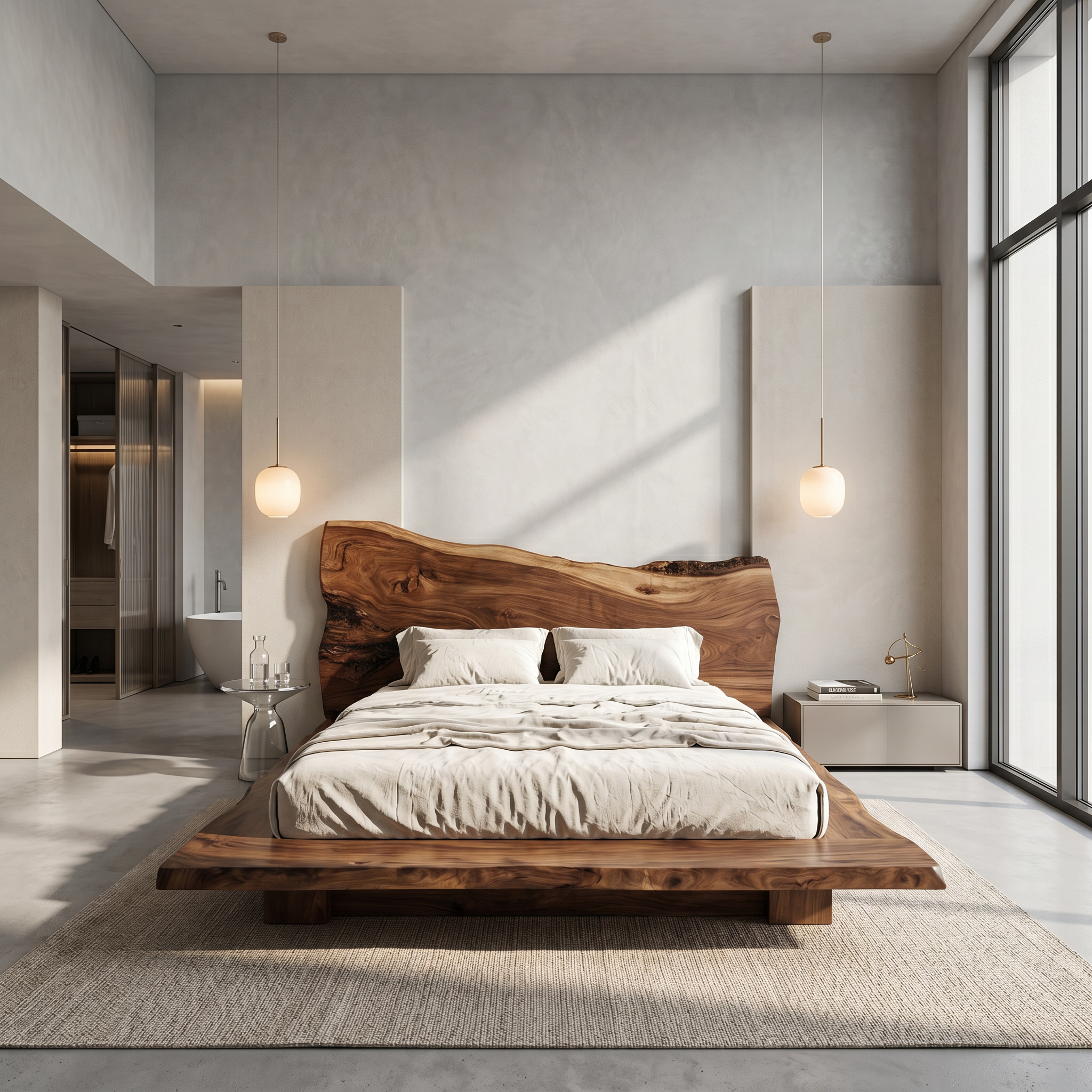 Japandi Bed Frame With Handcrafted Solid Wood Design For Bedroom SINLSAWB133