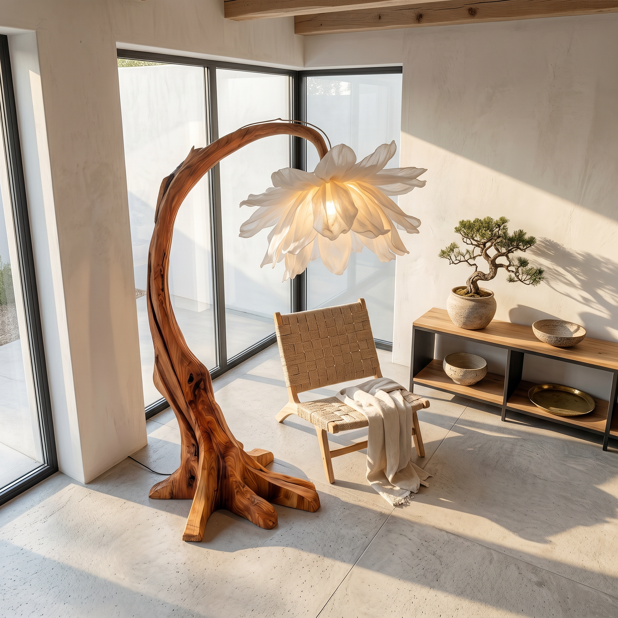 Contemporary Floor Lamp With Sculptural Floral Design For Living Room And Bedroom SINLSAFLP098