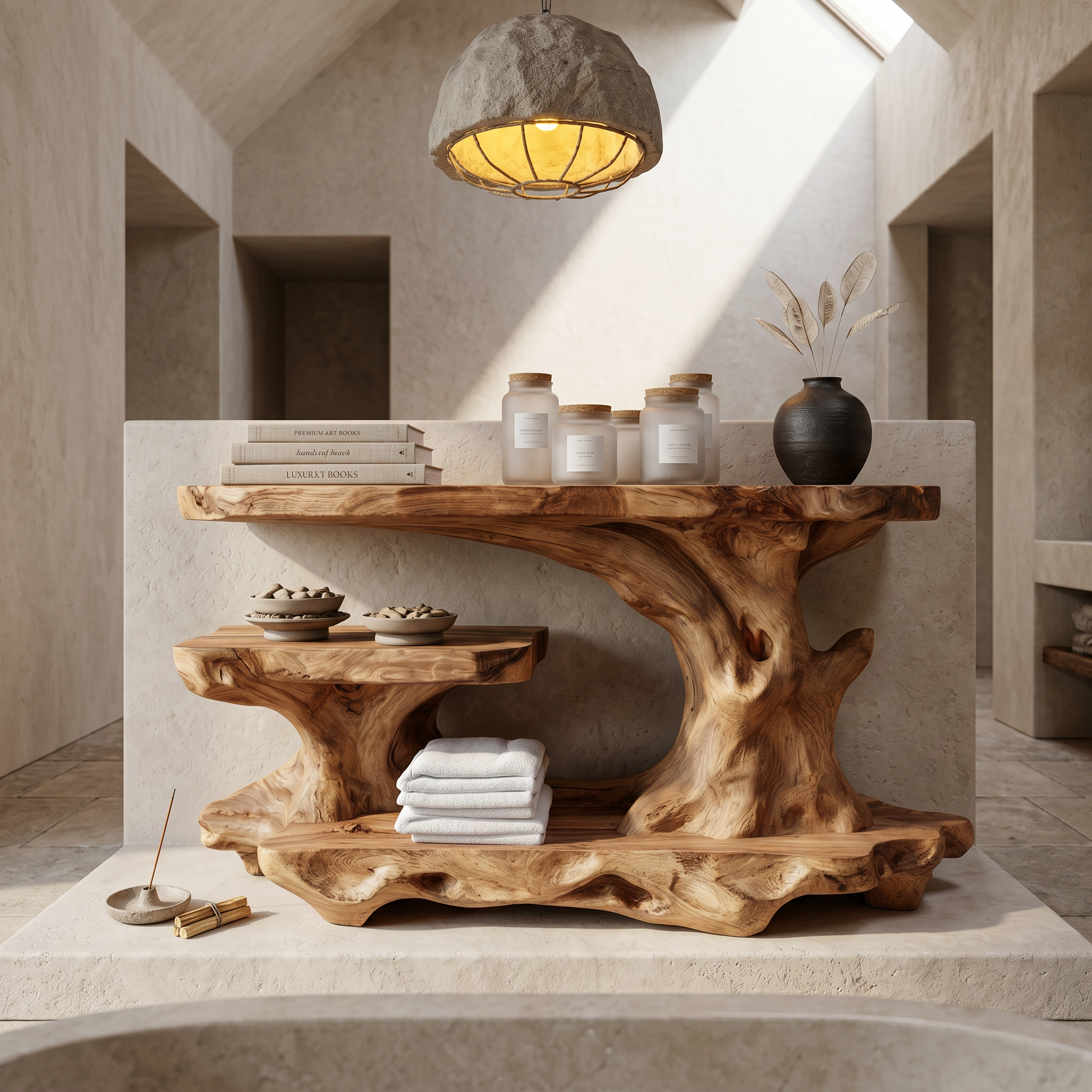 Artistic Tree Shelf With Multi Level Bathroom Storage SINLSABRD010