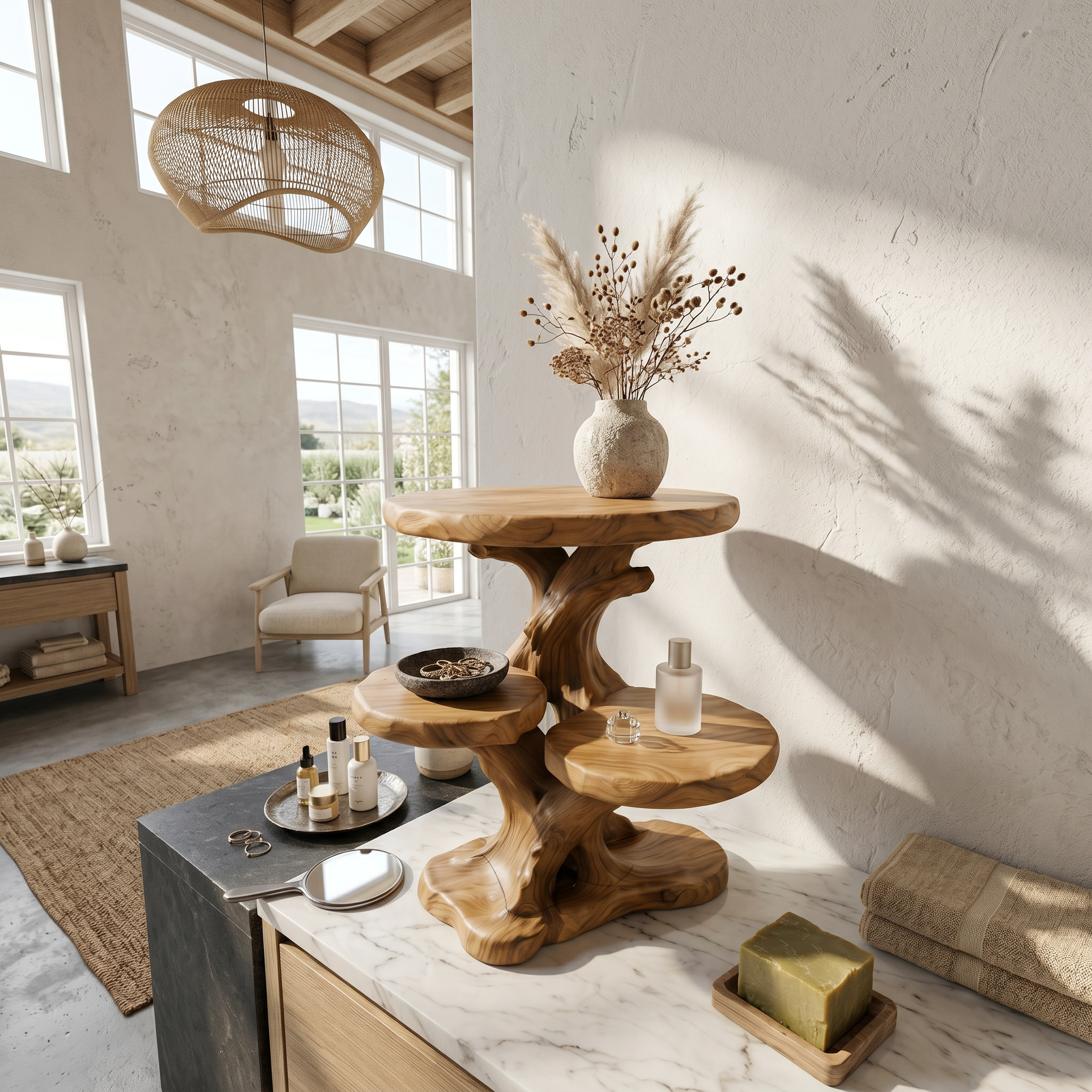 Contemporary Bathroom Counter Shelf With Architectural Design For Bathroom SINLSABRD015