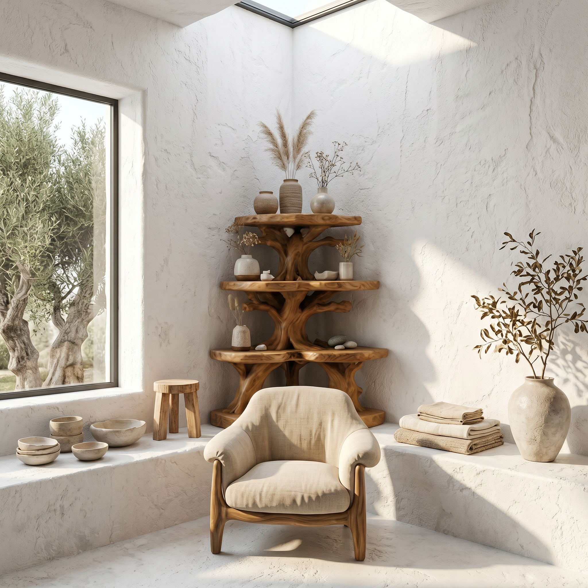 Nature Inspired Corner Bathroom Shelf With Decorative Storage For Bathroom SINLSABRD016