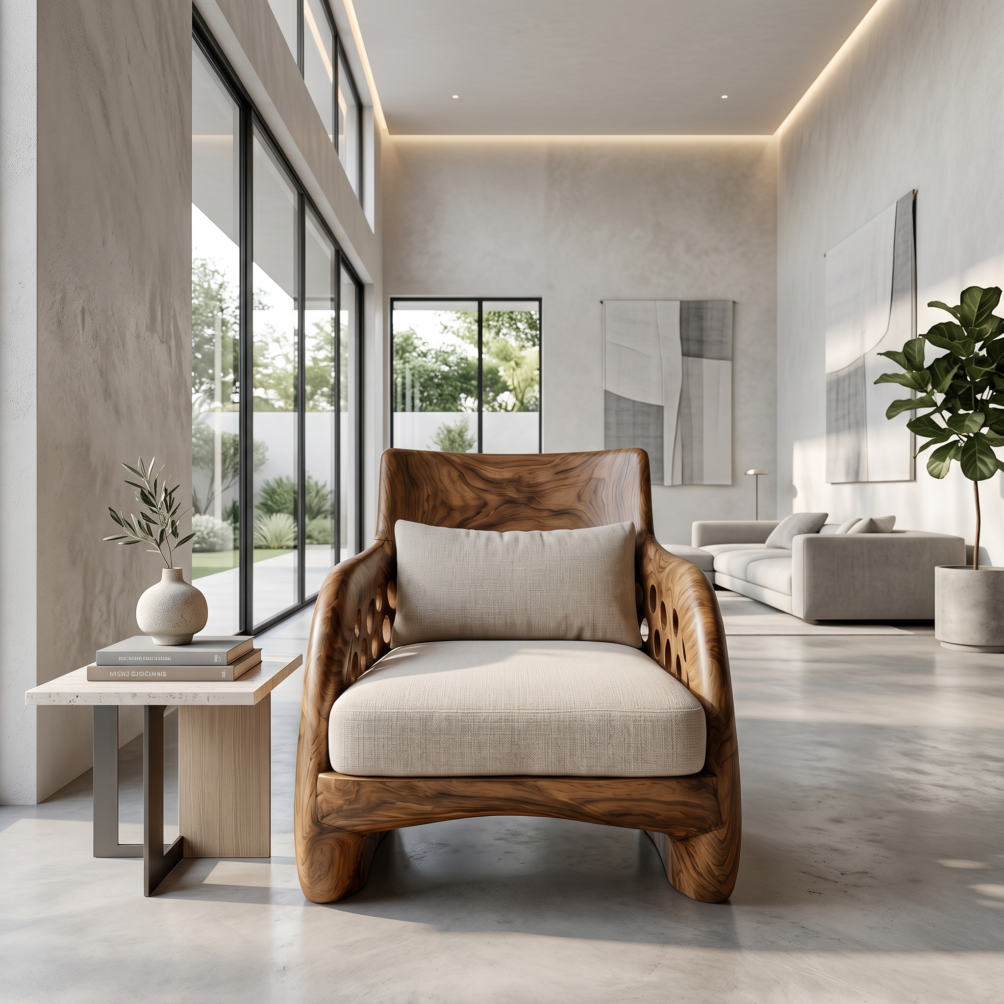 Contemporary Organic Accent Chair For Living Room SINLSA004