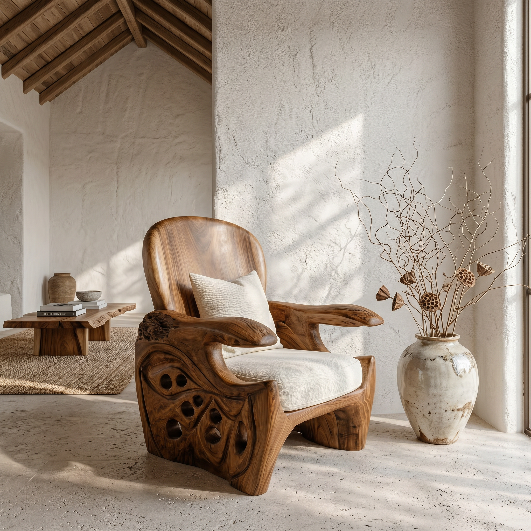 Rustic Wooden Armchair For Living Room Lounge Seating And Home Decor SINLSAAC016