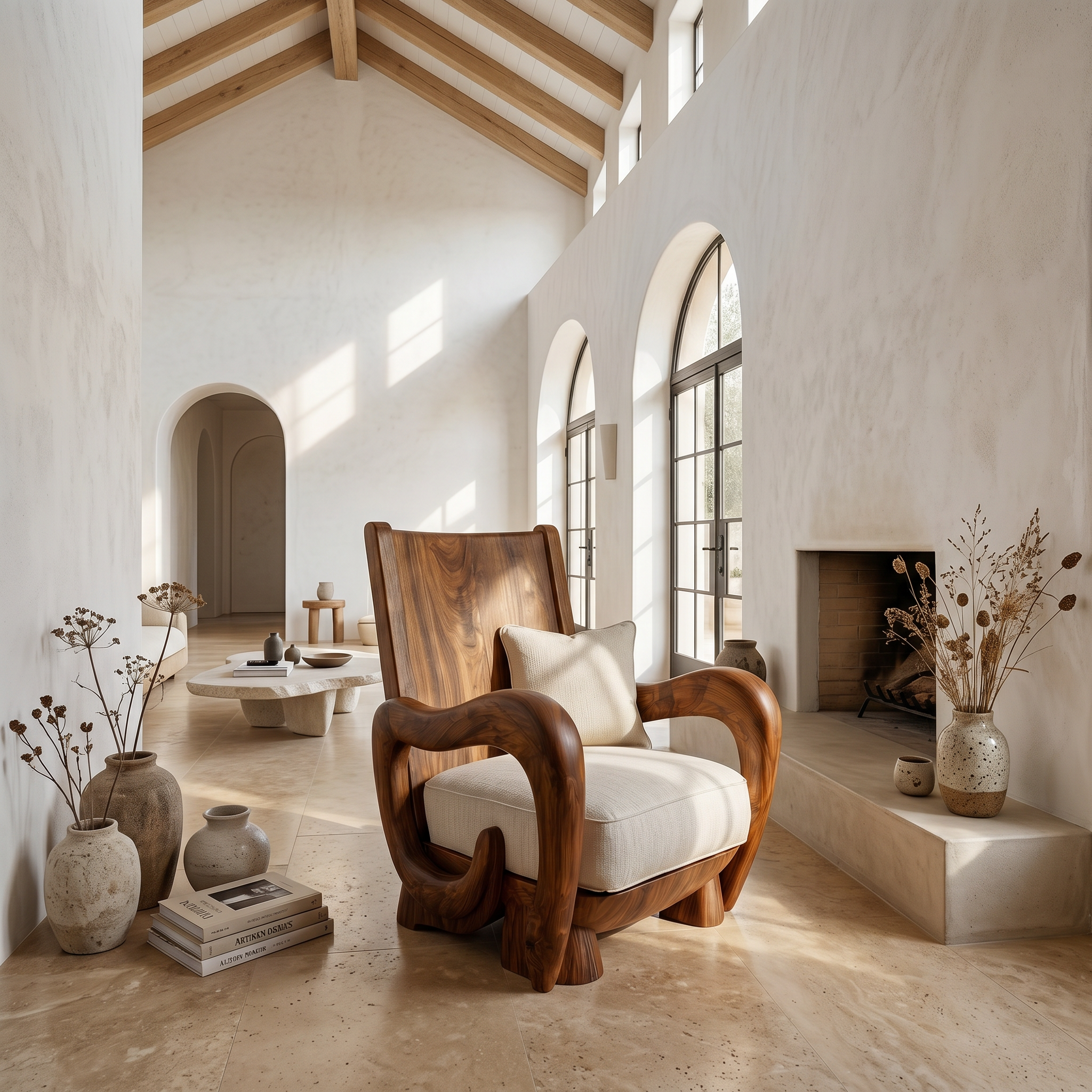 Scandinavian Wooden Armchair For Living Room Cozy Lounge Seating SINLSAAC018
