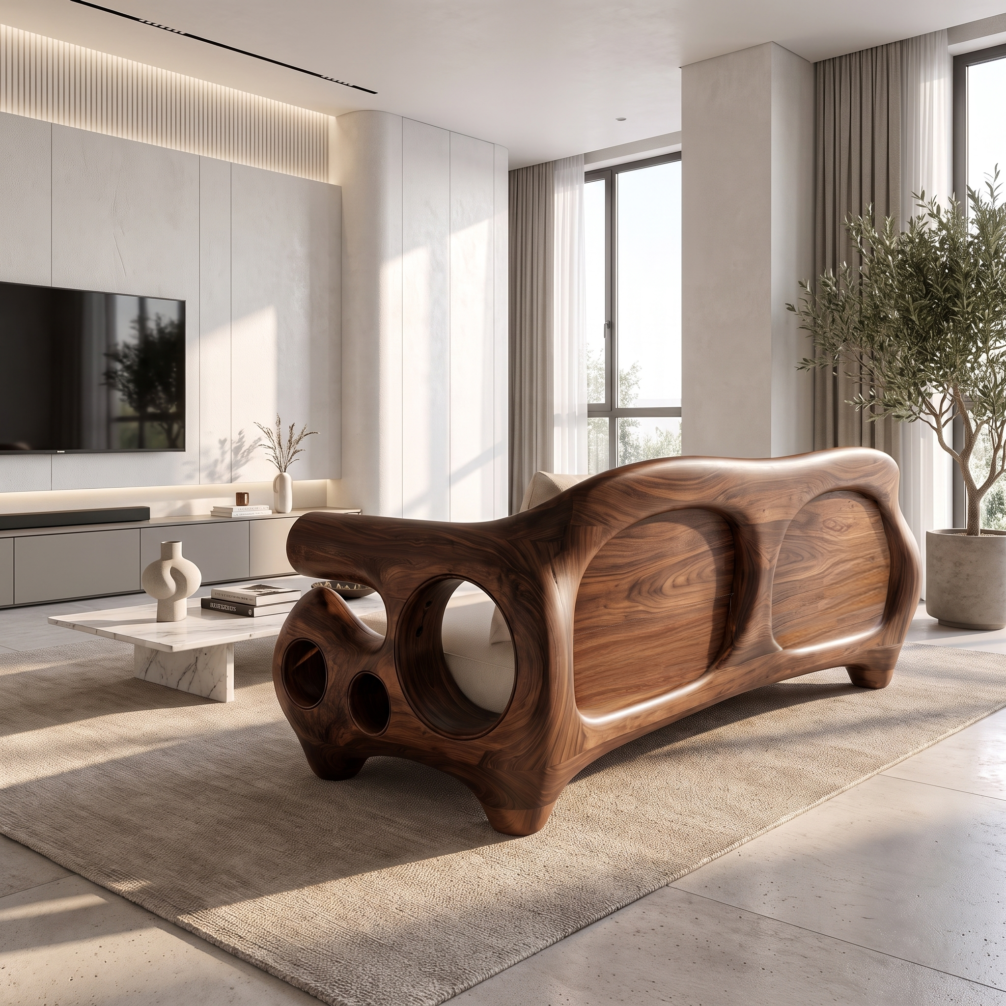 Minimalist Sofa Frame With Solid Wood Artistic Arms For Living Room SINLSASF043