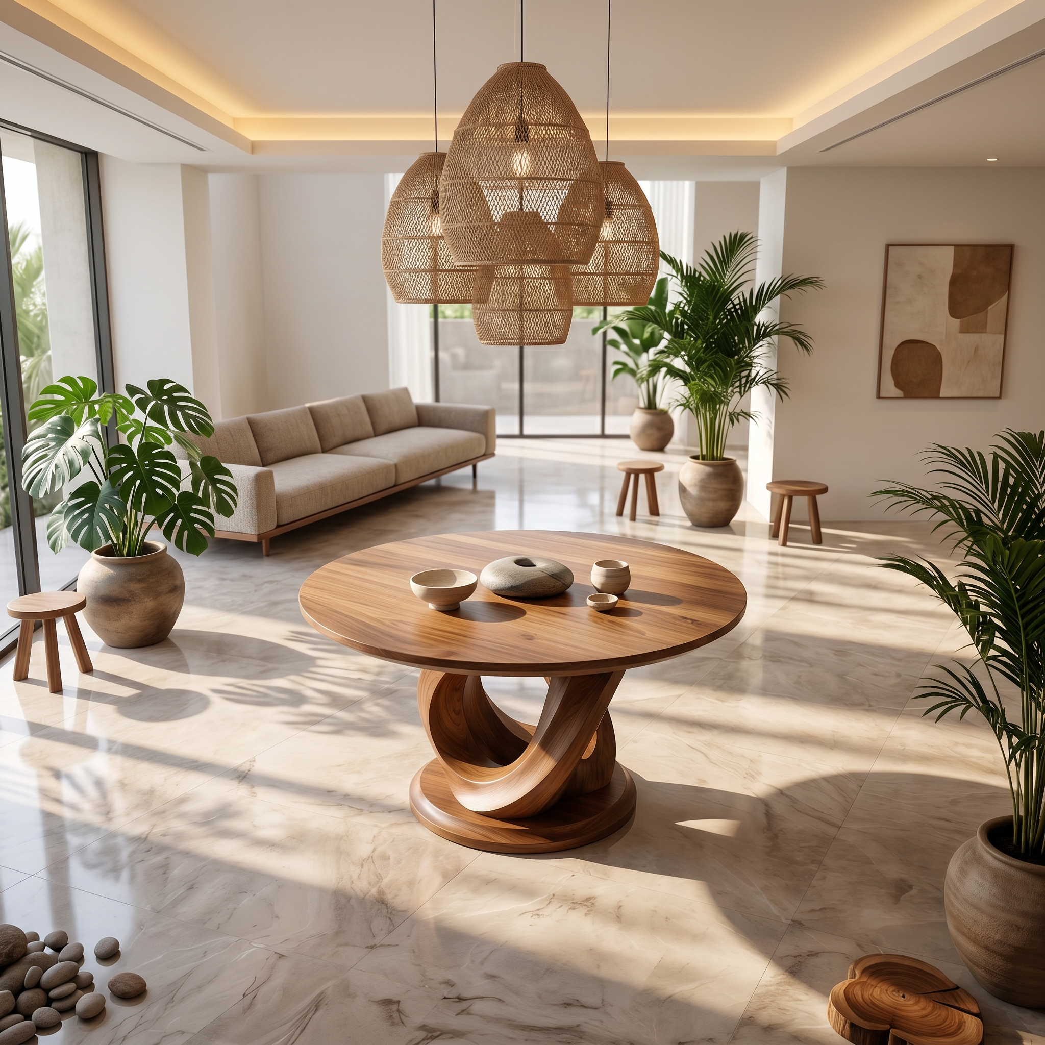 Modern Foyer Table Handcrafted Sculptural Base For Entryway SINLSAFT047