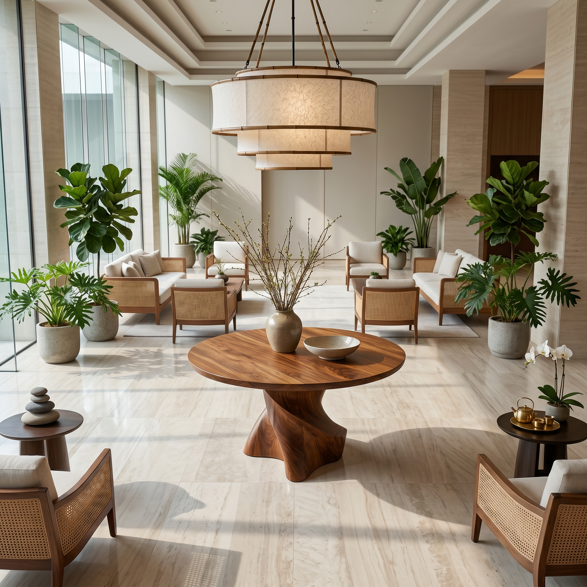 Organic Modern Foyer Table Handcrafted Freeform Design For Luxury Entryway SINLSAFT050