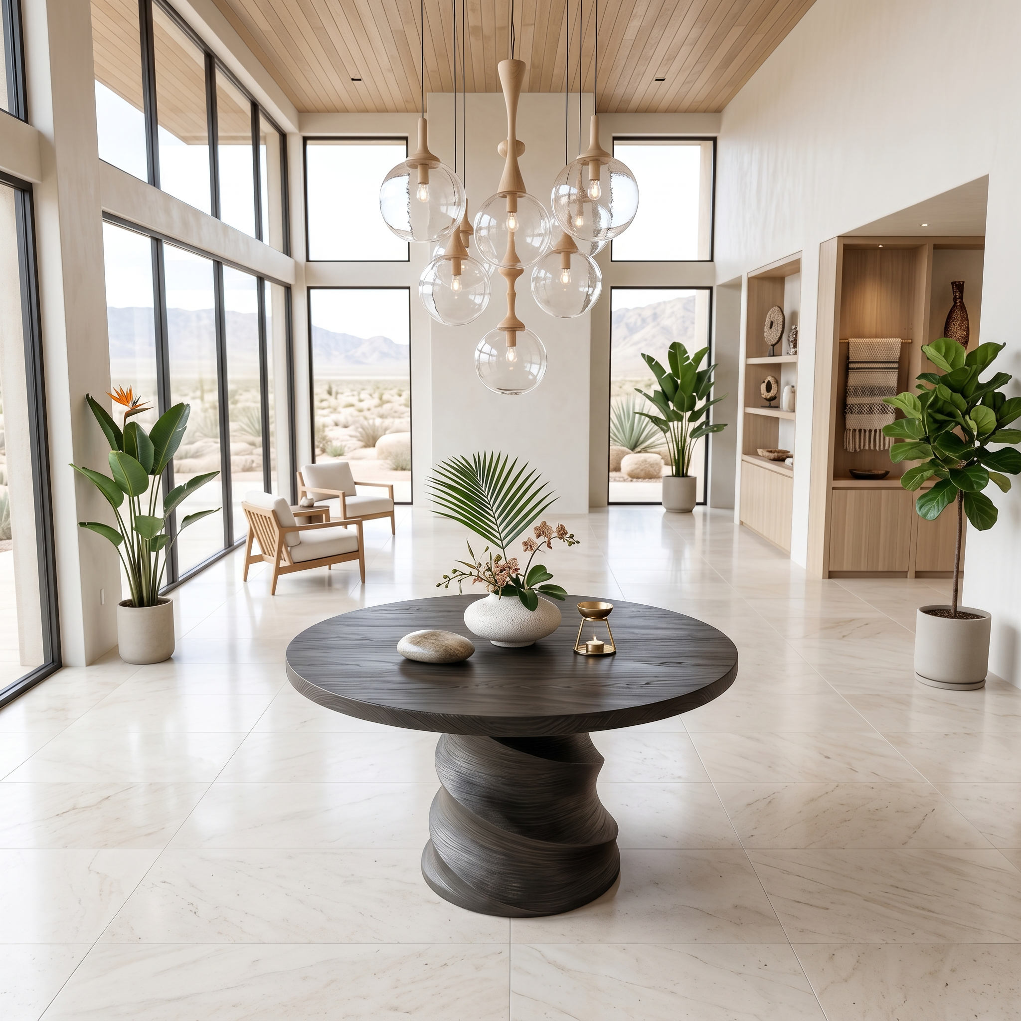 Organic Foyer Table With Sculptural Spiral Design For Foyer And Entryway SINLSAFT052
