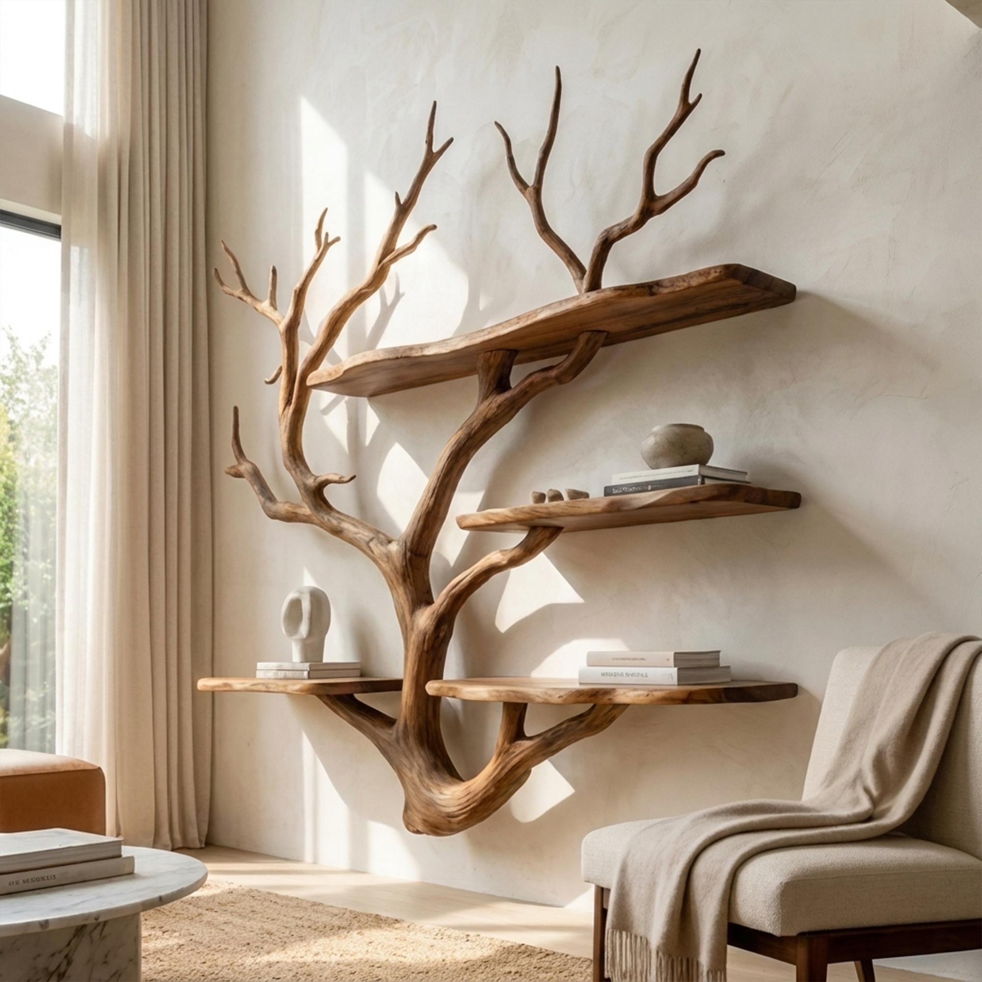 Sculptural Tree Wall Shelf Living Room And Studio SINLKITBS105