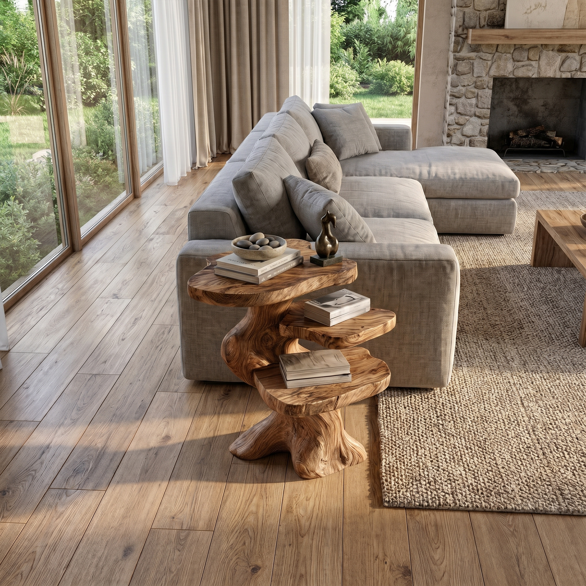 Contemporary Beside Table With Smooth Sculptural Base For Living Room And Bedroom SINLKIBT243