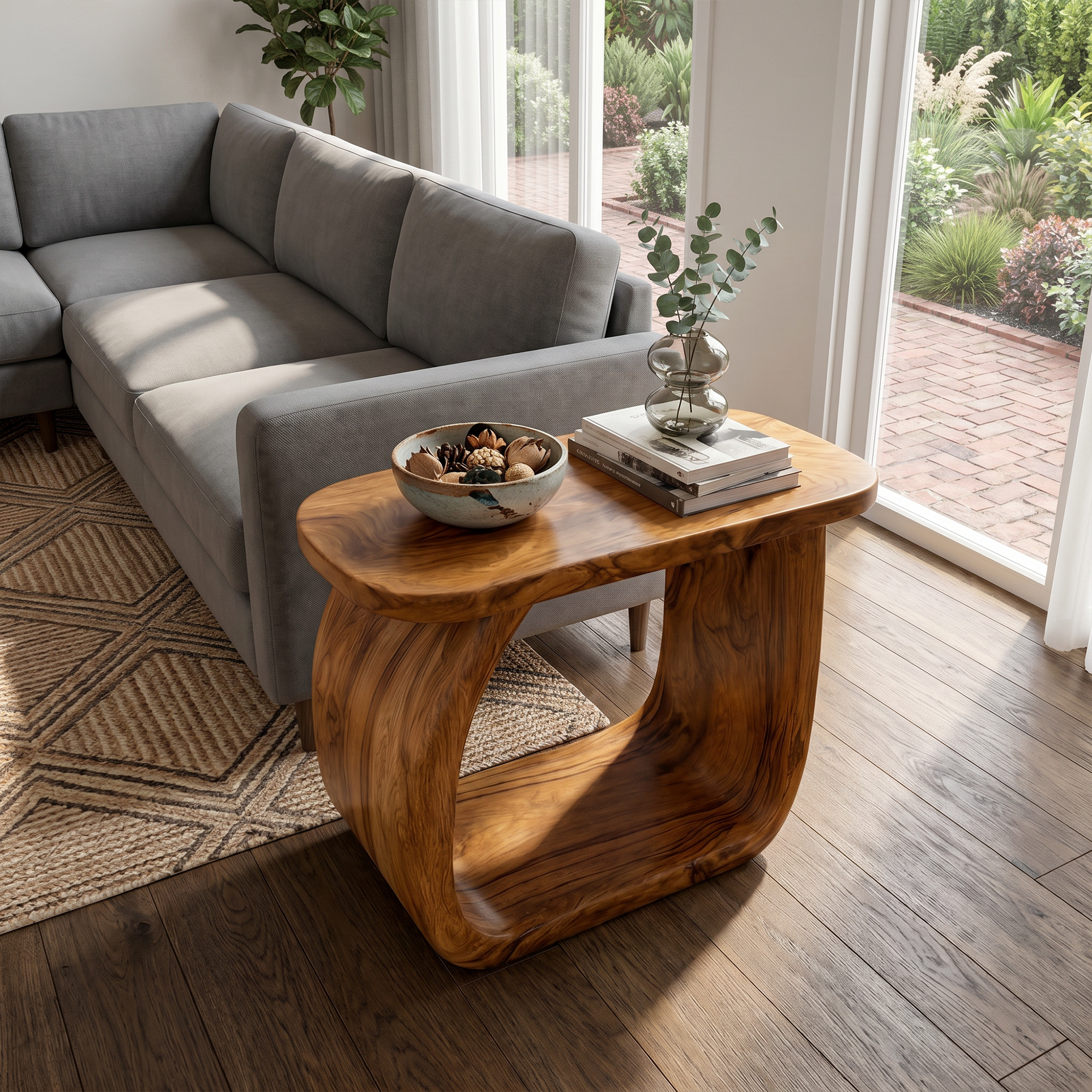 Minimal Beside Table With Curved Open Frame Design For Living Room SINLKIBT244
