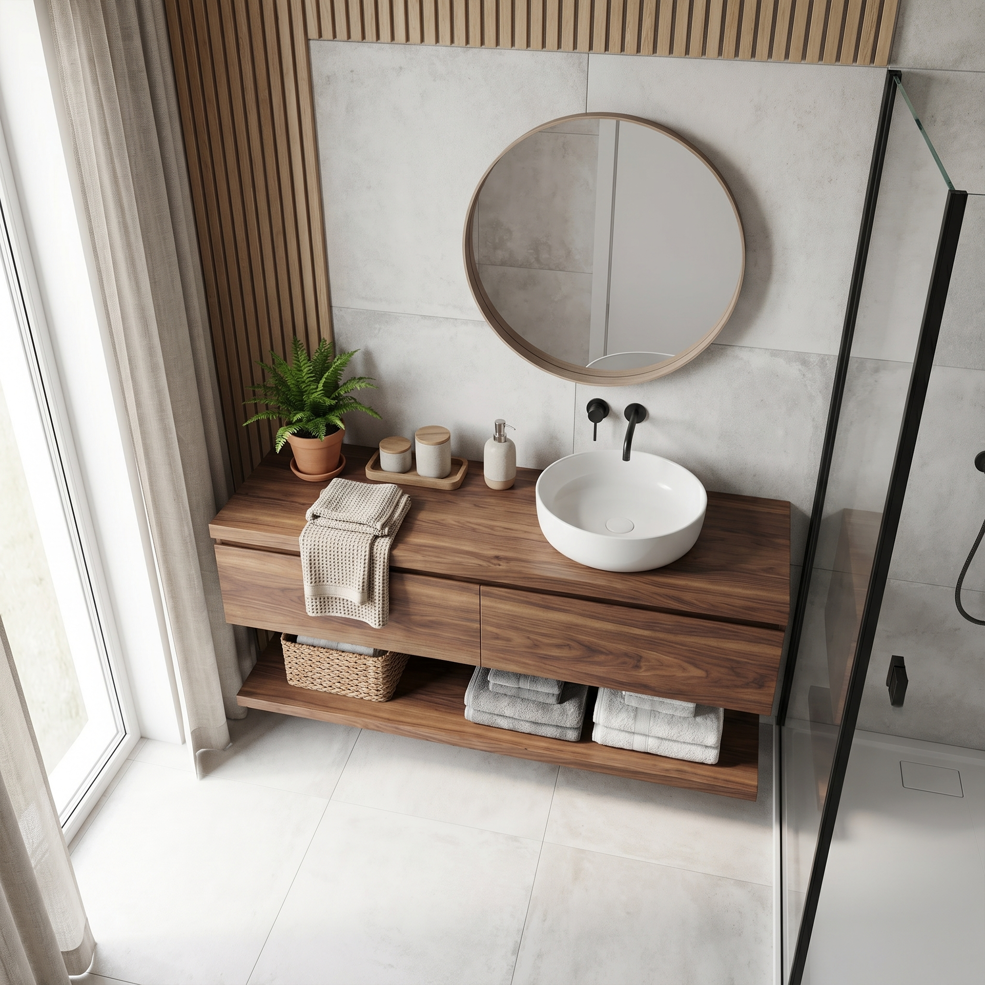 Mid Century Bathroom Vanity Cabinet for Small Bathroom Spaces SINLKIBRV202