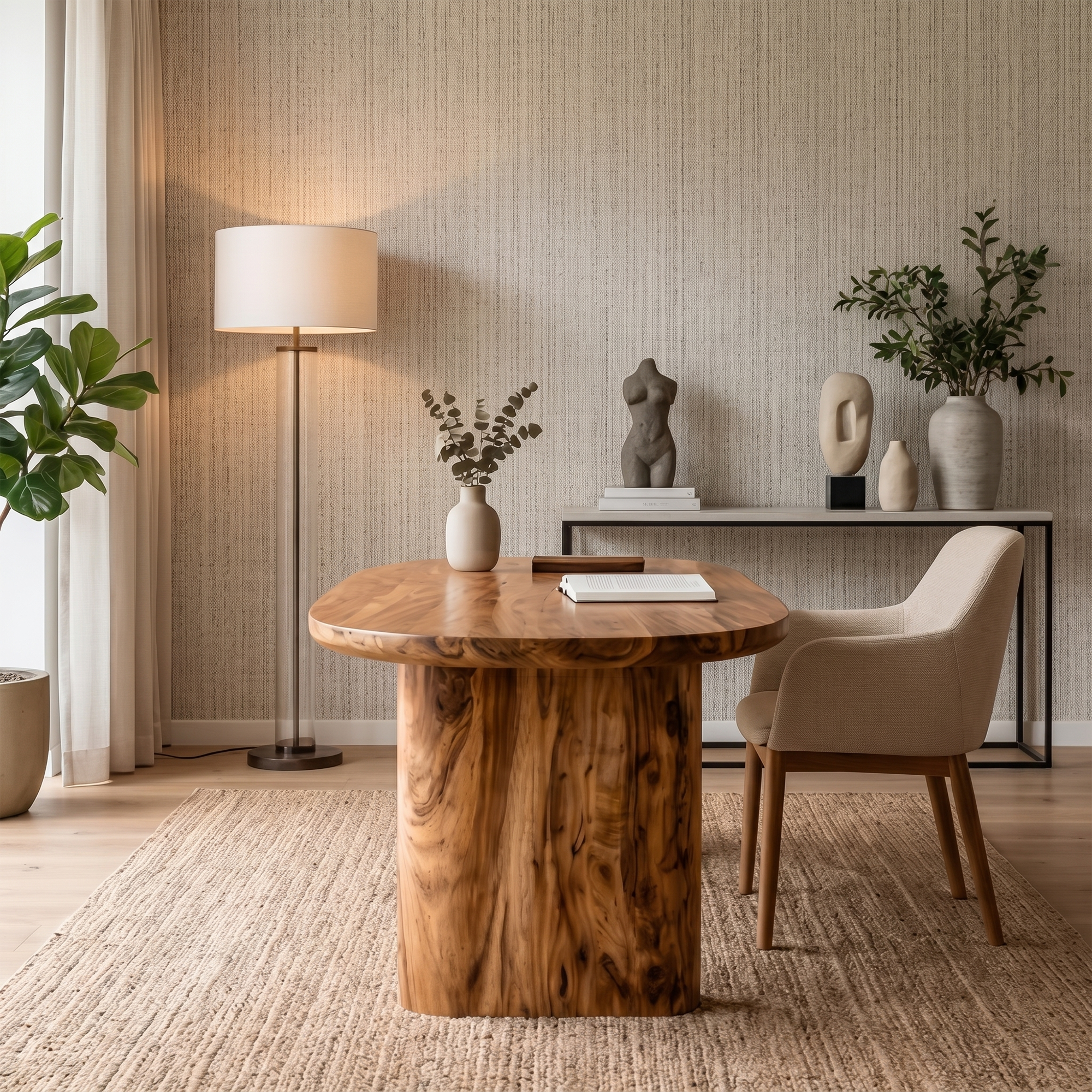 Modern Organic Desk With Natural Wood Design For Home Office SINLKIDK106