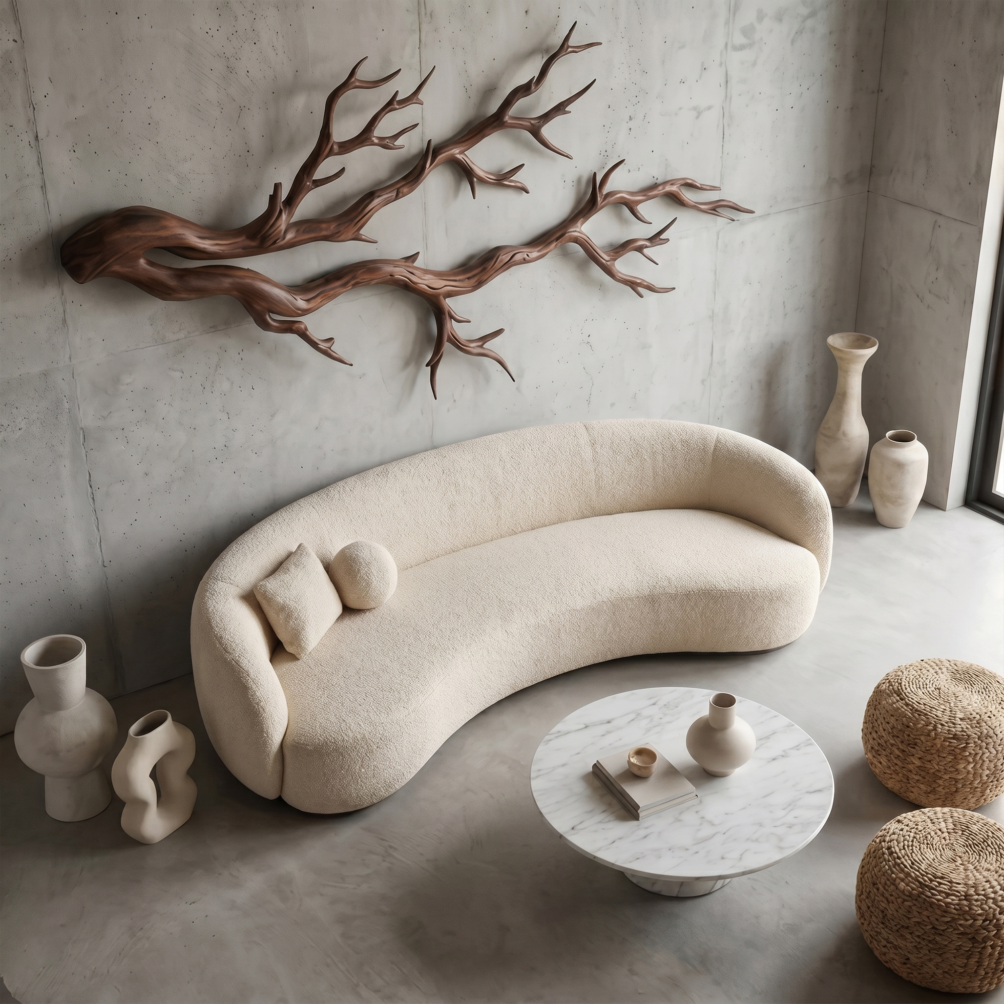 Twisted Branch Solid Wood Wall Sculpture Organic Modern Decor SINLKIWD032