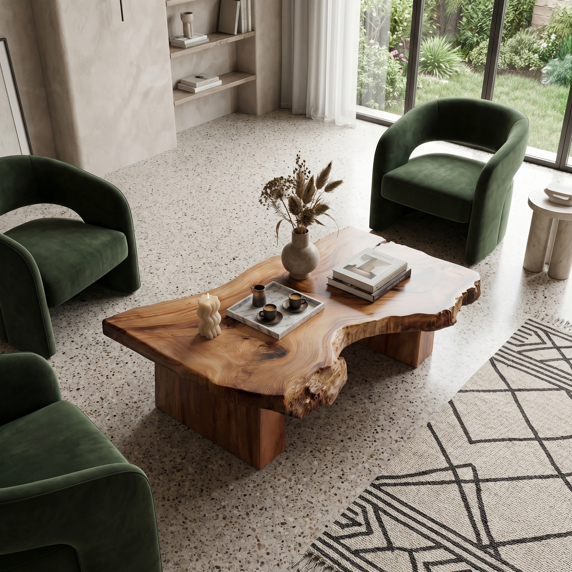 Rustic Sculptural Coffee Table Modern Living Room Display SINLKICF129
