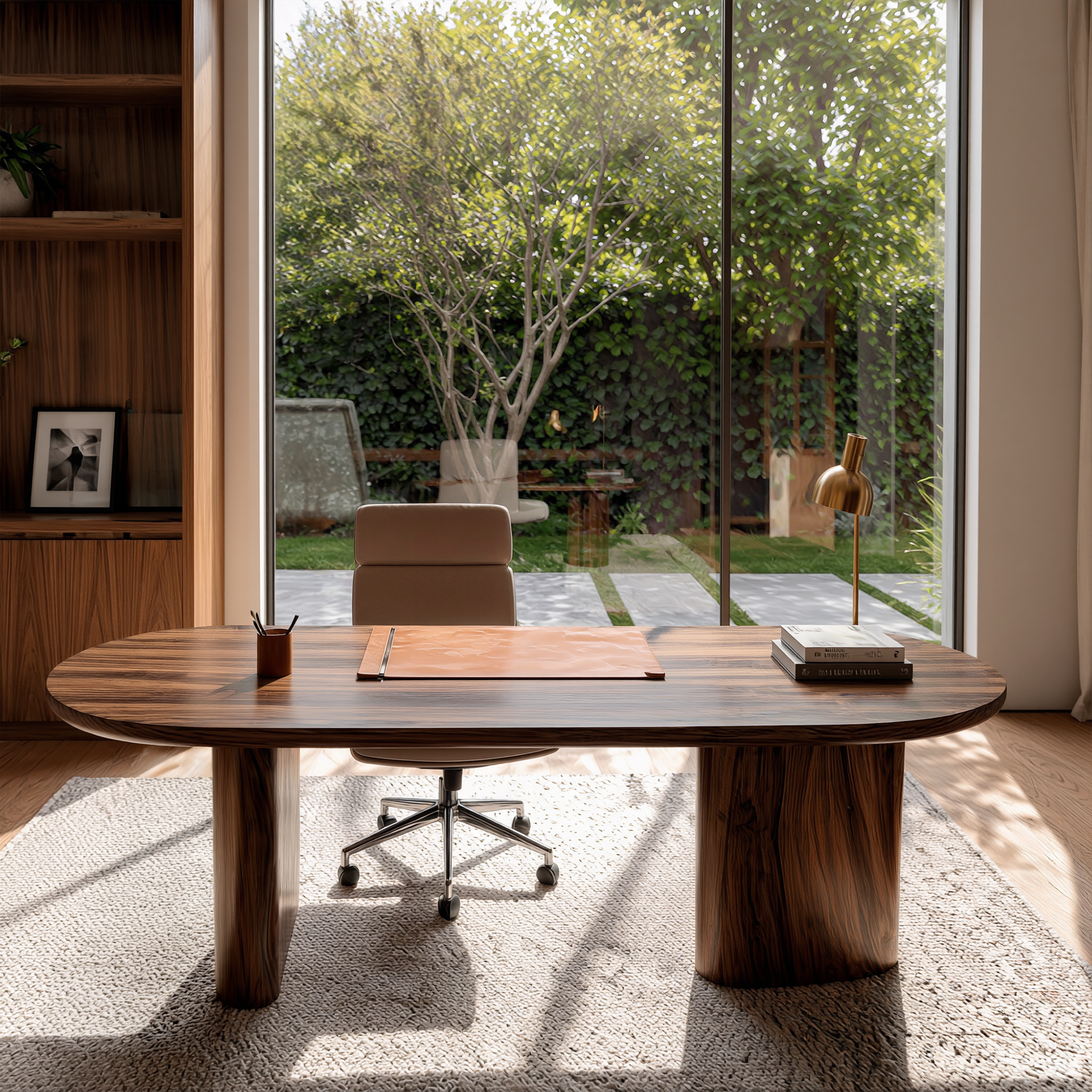 Organic Wooden Desk With Unique Sculptural Design For Living Room SINLKIDK107