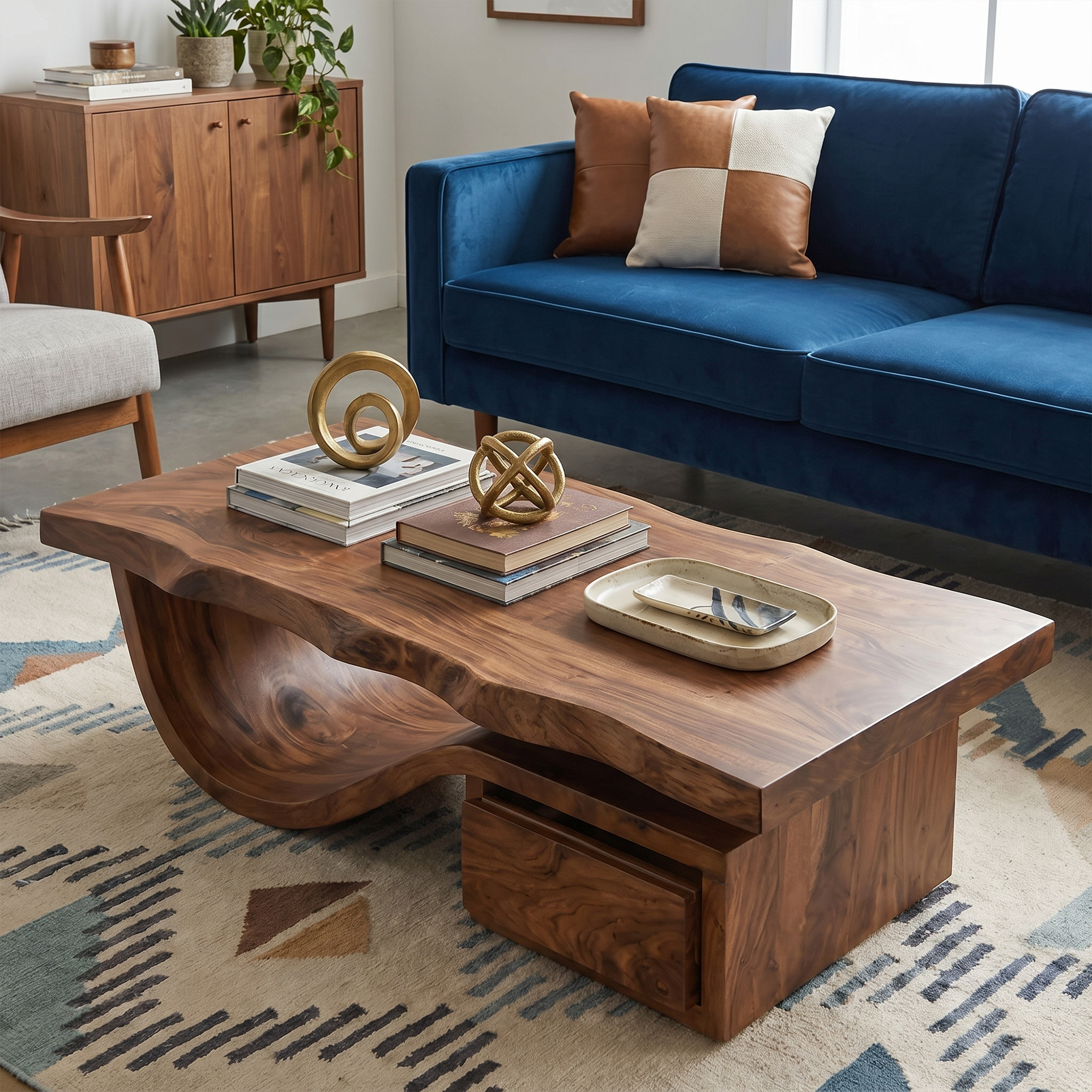 Modern Organic Coffee Table With Storage For Living Room And Lounge SINLKICF362