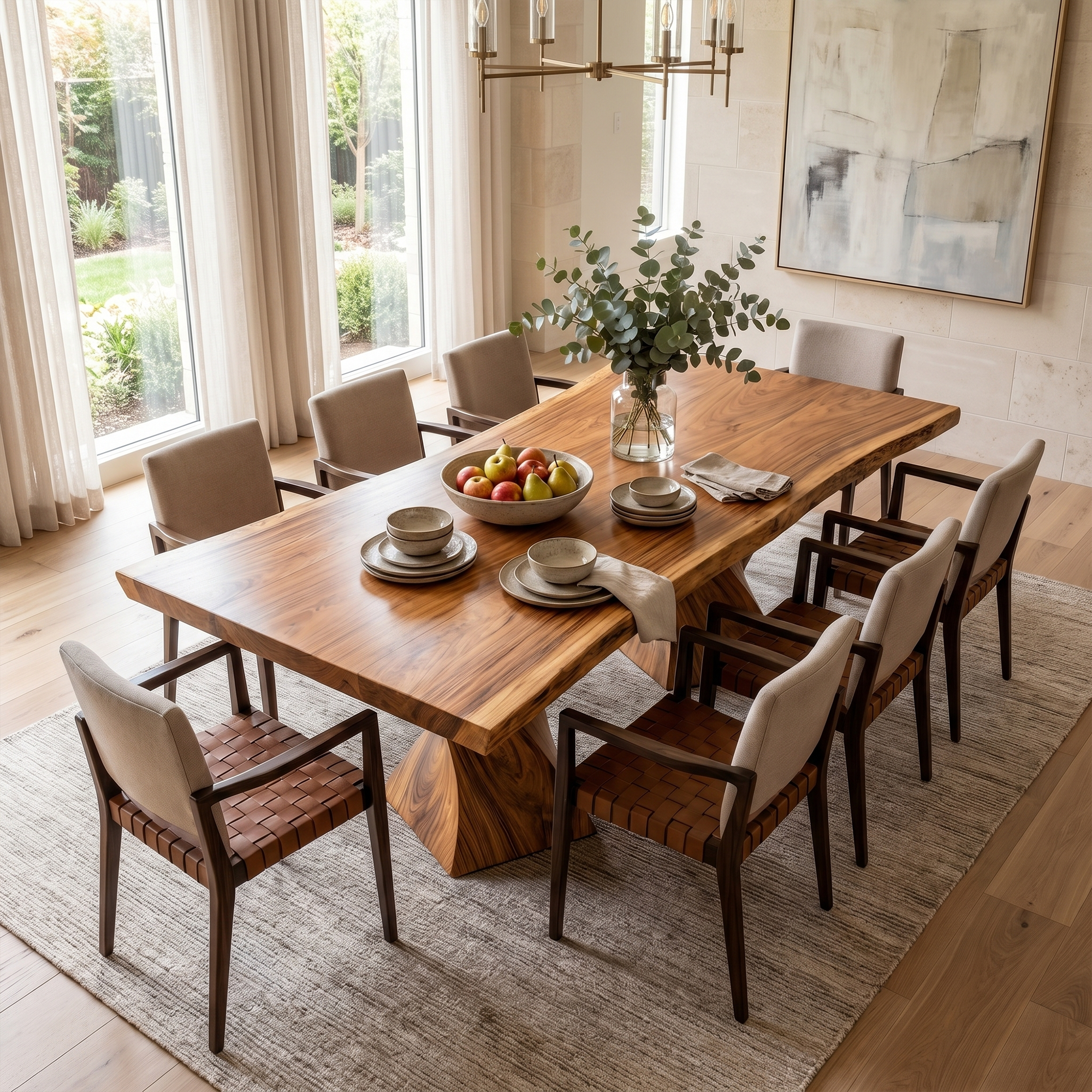 Sculptural X Base Dining Table For Dining Room And Kitchen SINLKIDT166