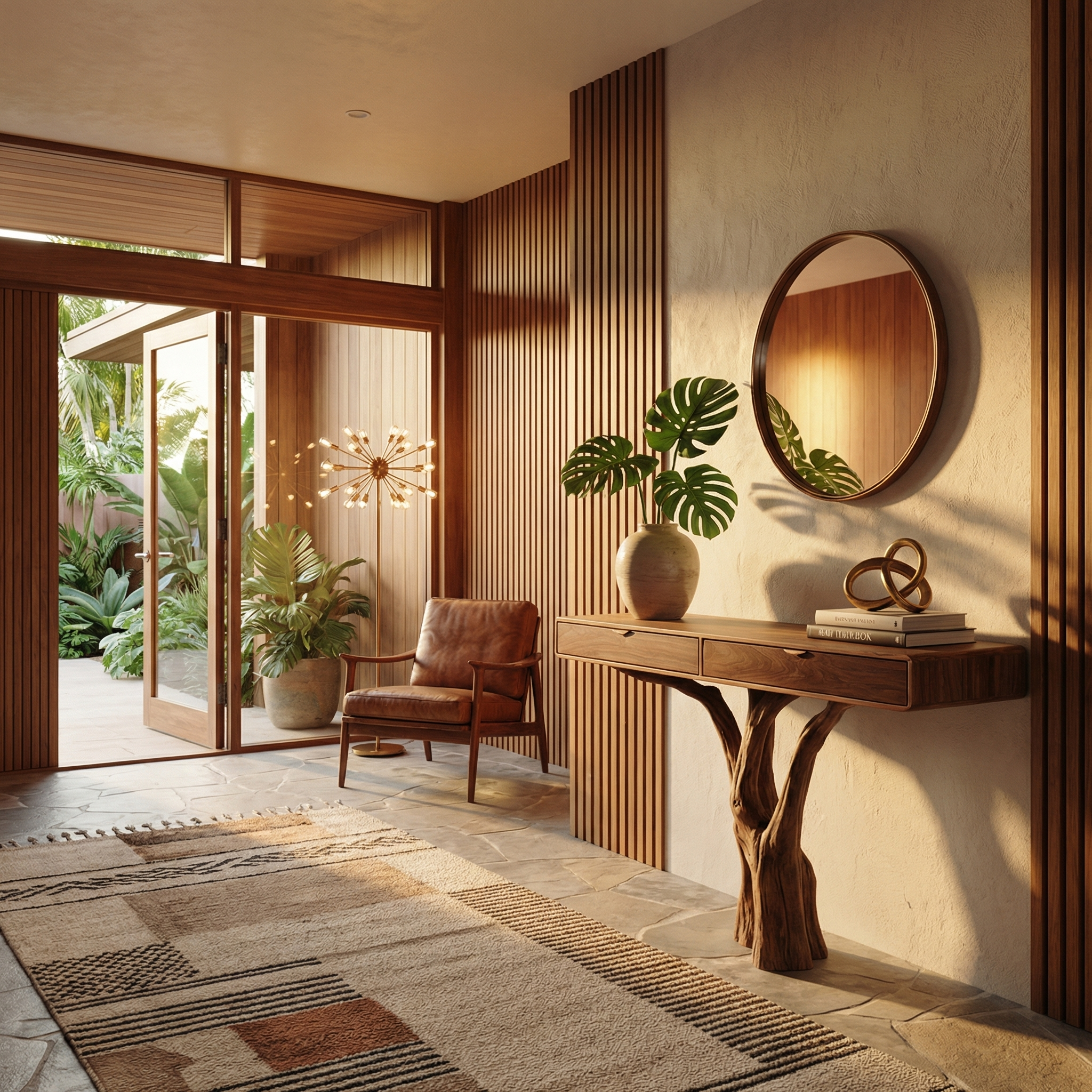 Sculptural Tree Console Table Solid Wood Branch Pedestal Design Living Room And Entryway SINLKICS560